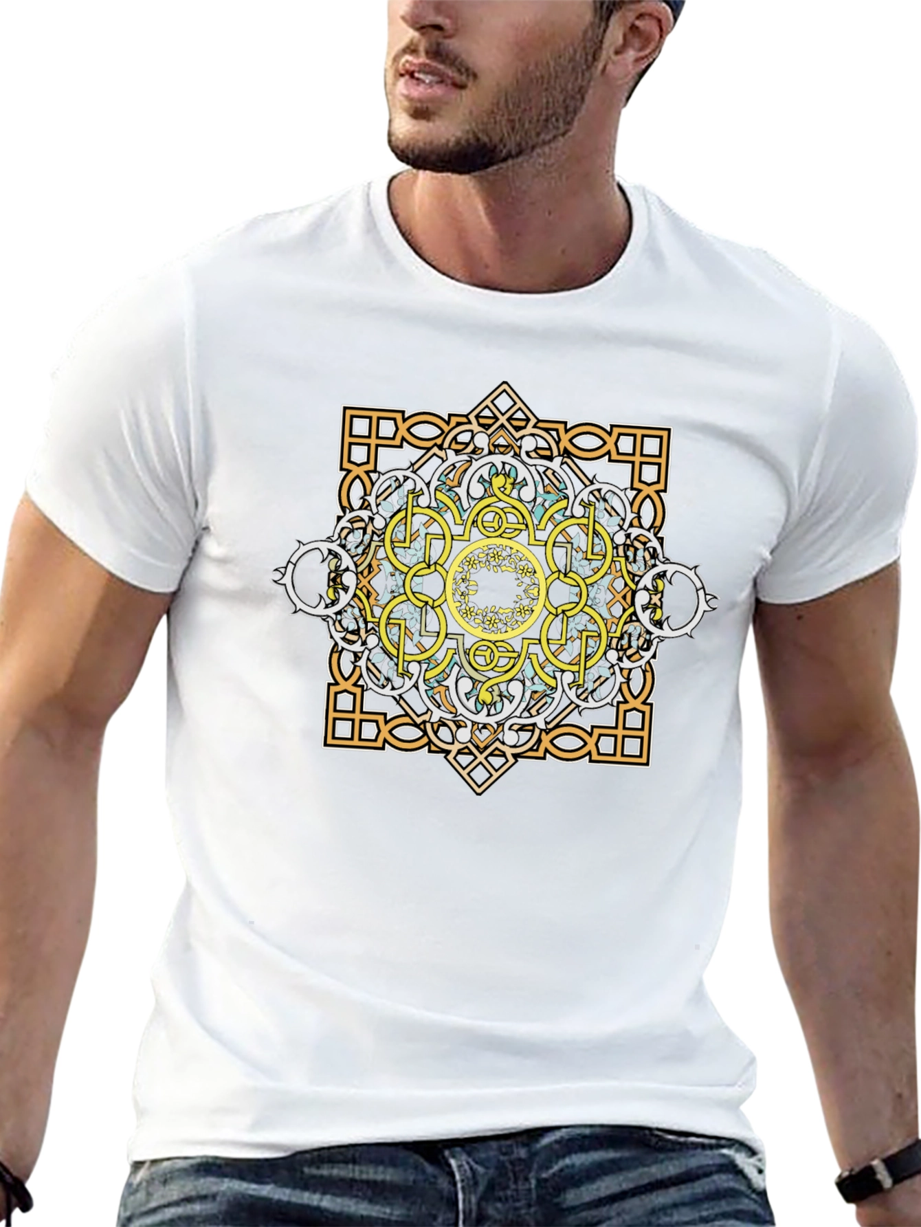 Geometric Graphic Tee - Mandala Design