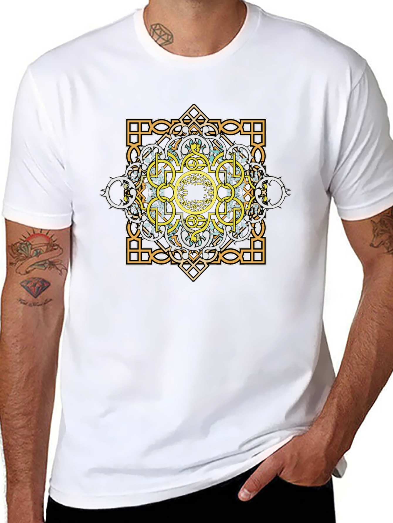 Geometric Graphic Tee - Mandala Design