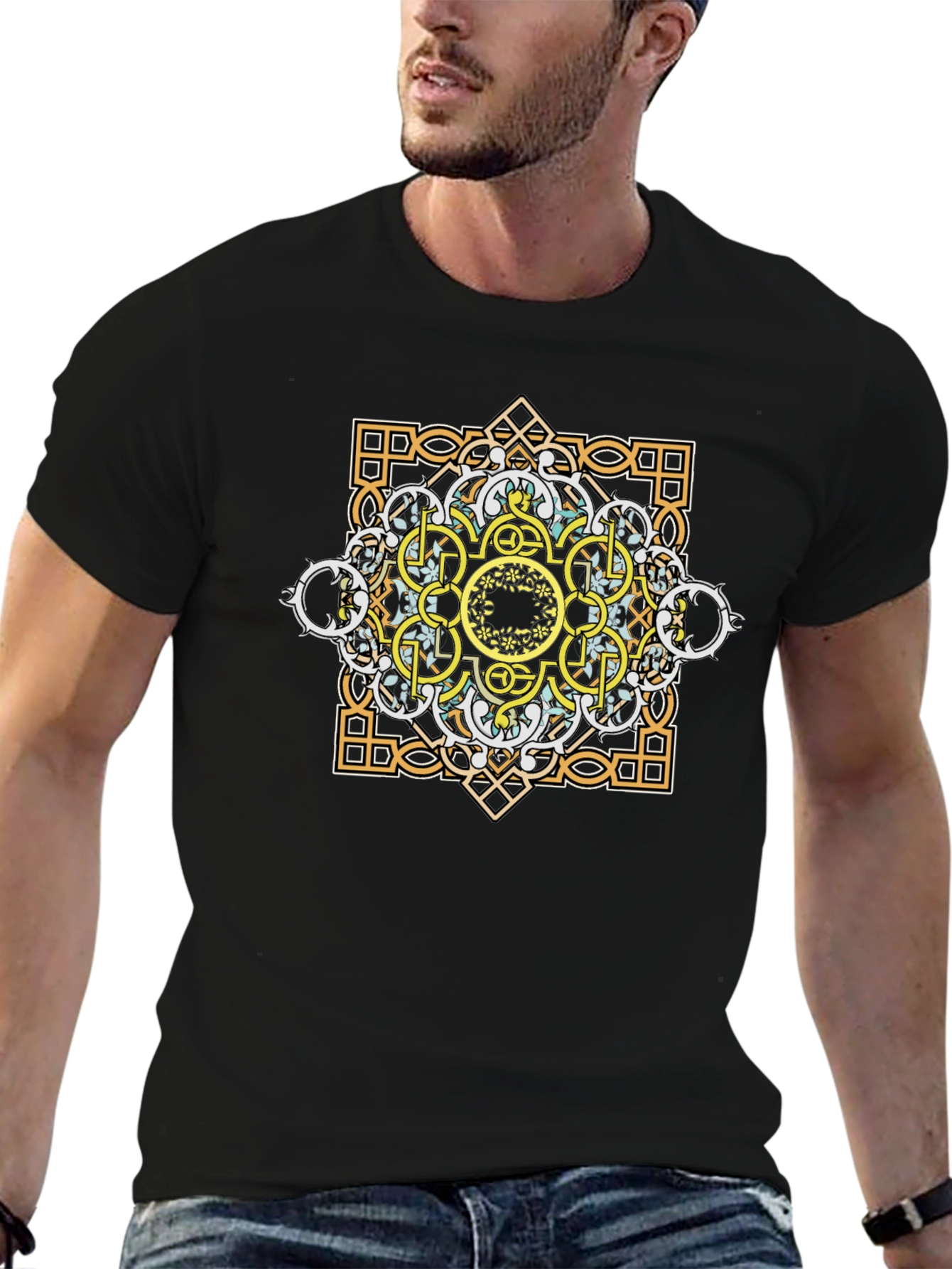 Geometric Graphic Tee - Mandala Design