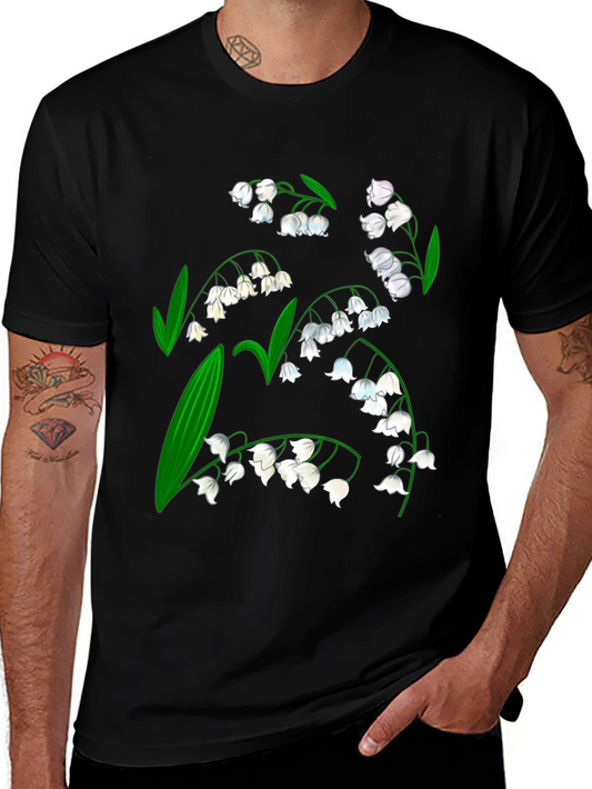 Lily of the Valley Graphic Tee - Black Cotton Shirt