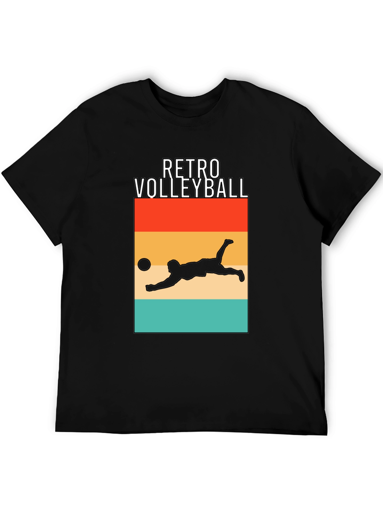 Retro Volleyball Graphic Tee - Black