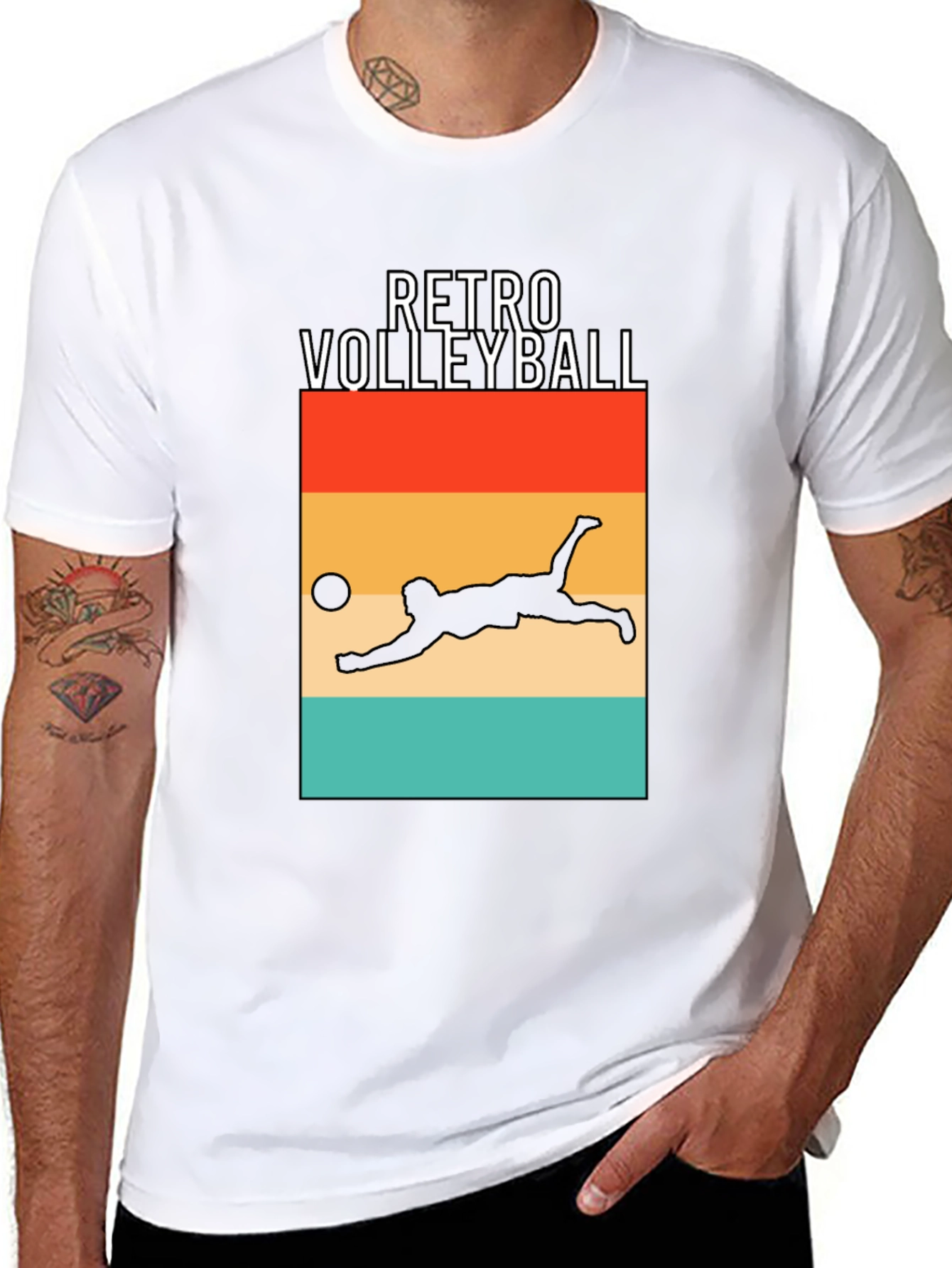 Retro Volleyball Graphic Tee - Black