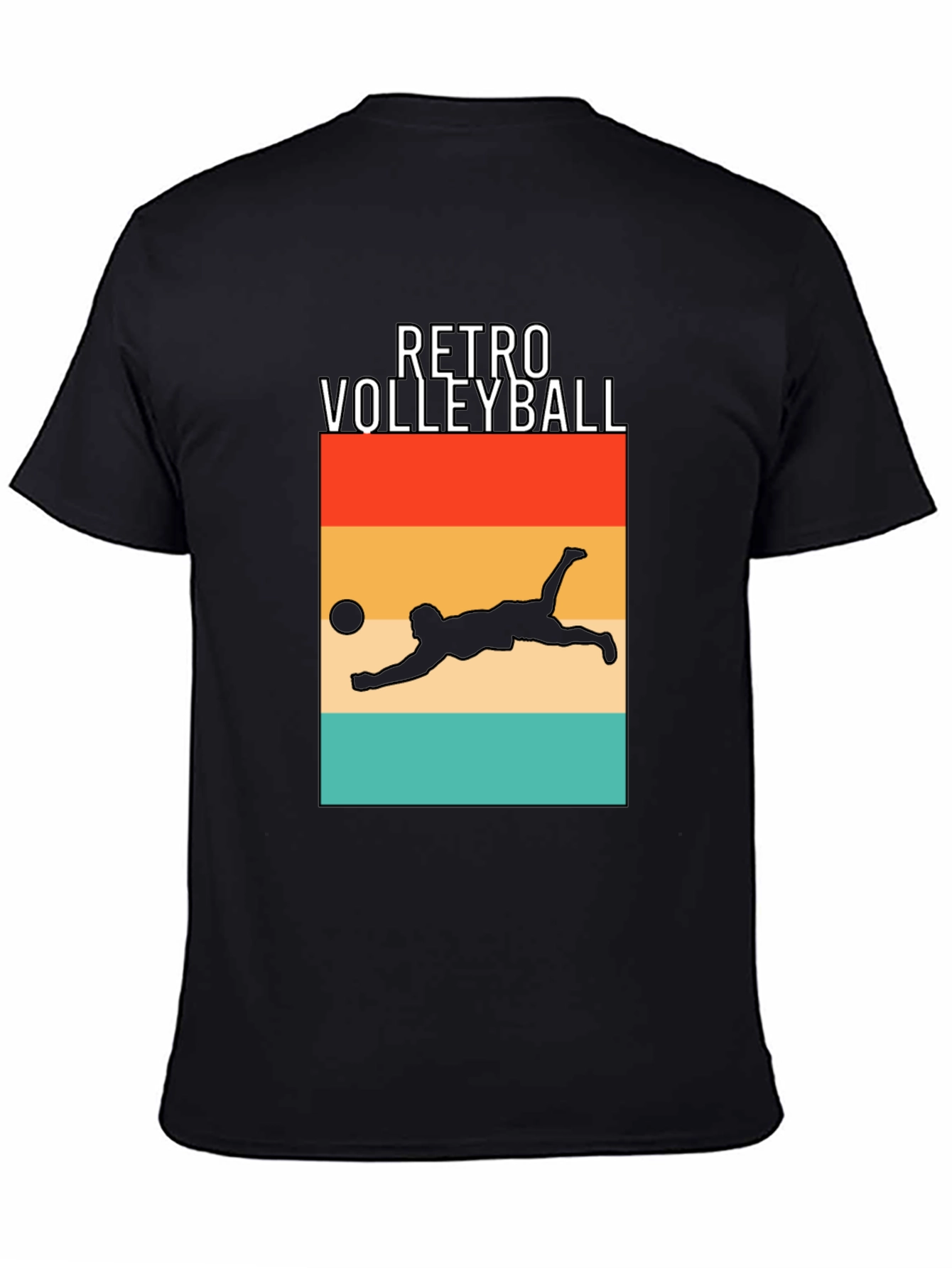 Retro Volleyball Graphic Tee - Black