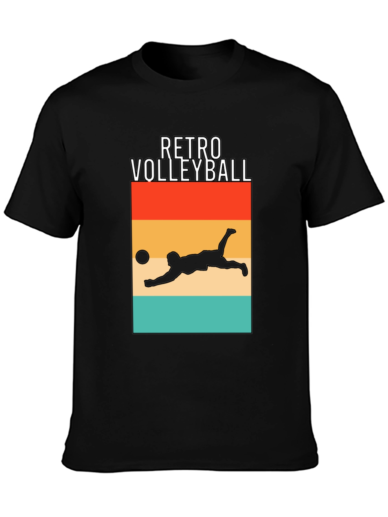 Retro Volleyball Graphic Tee - Black
