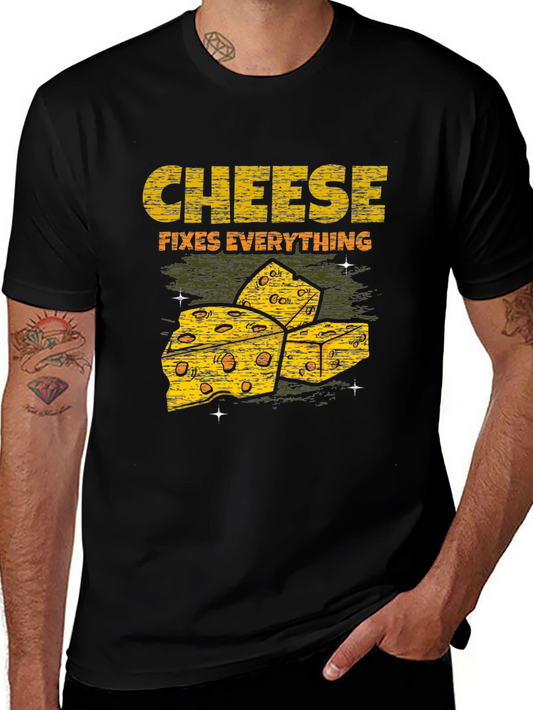 Cheese Fixes Everything Black T-Shirt