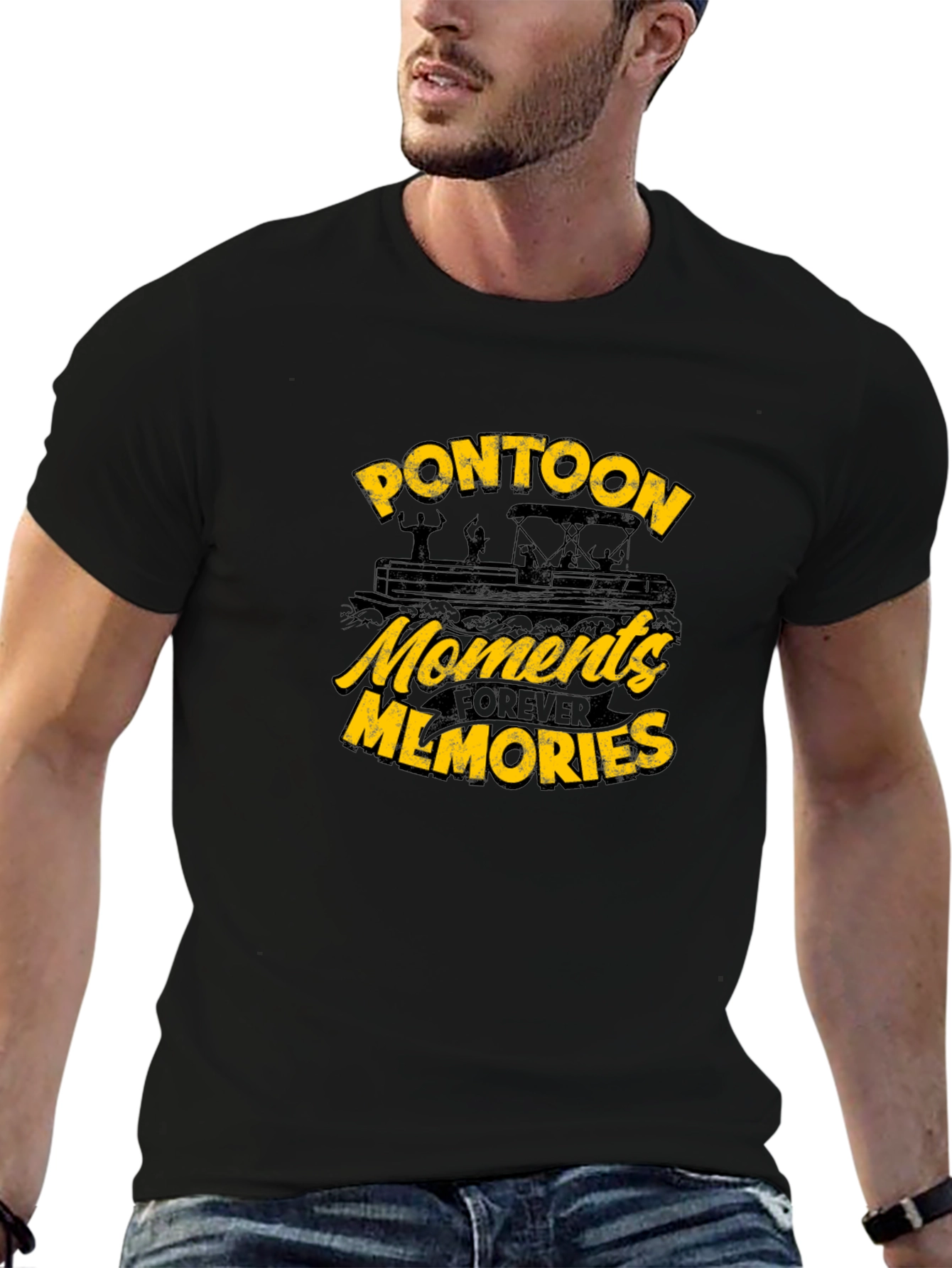 Pontoon Moments Forever Memories Black T-Shirt