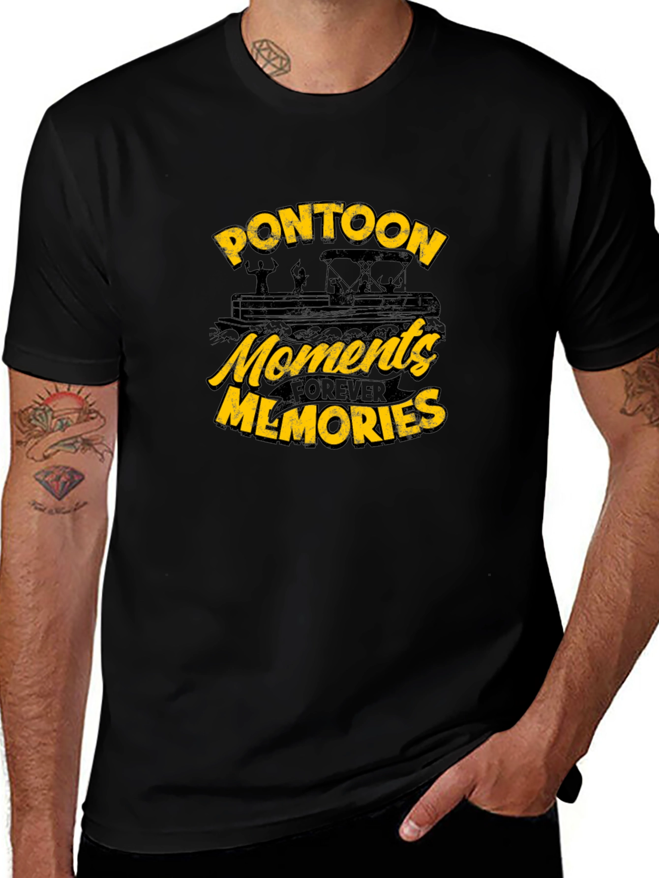 Pontoon Moments Forever Memories Black T-Shirt
