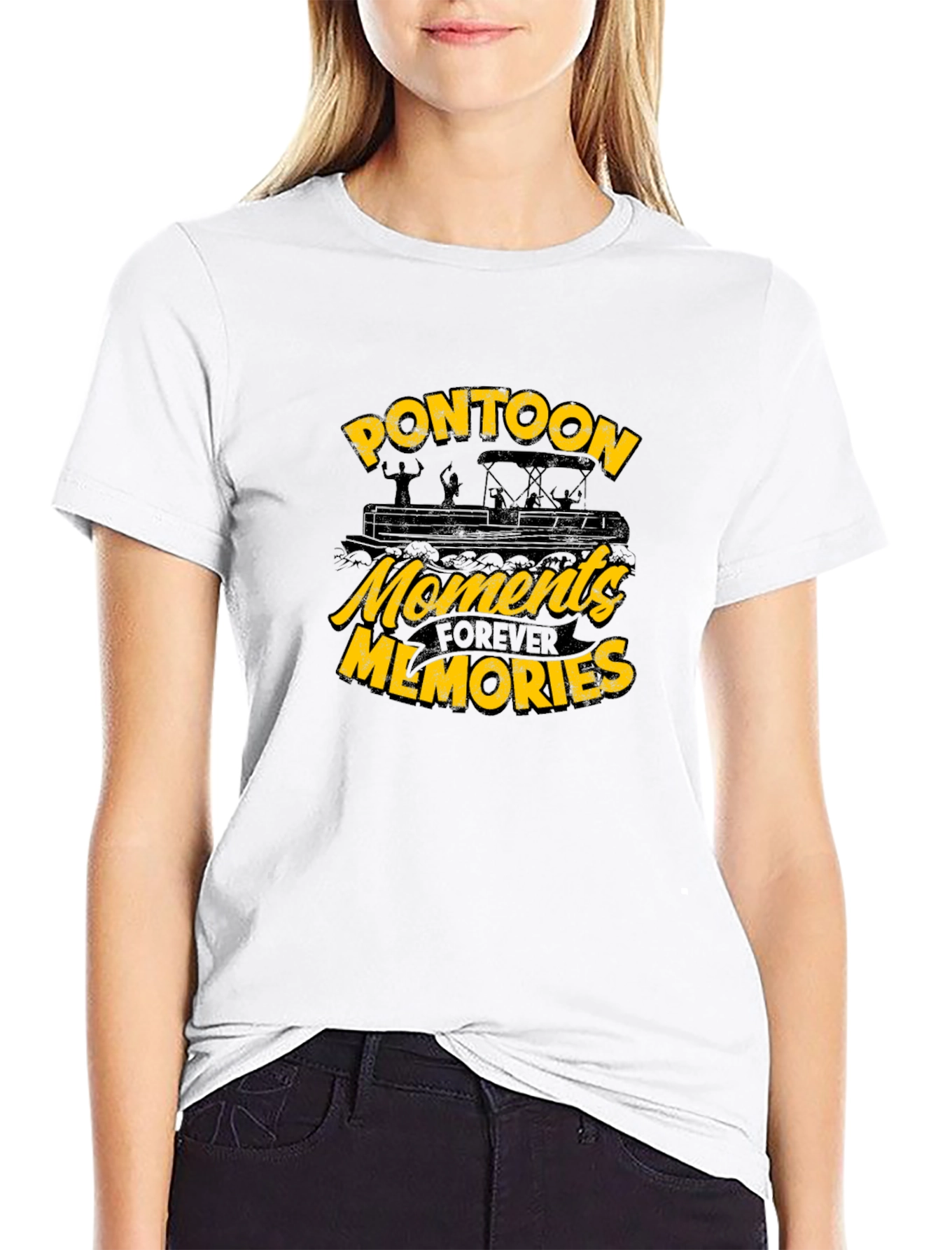 Pontoon Moments Forever Memories Black T-Shirt