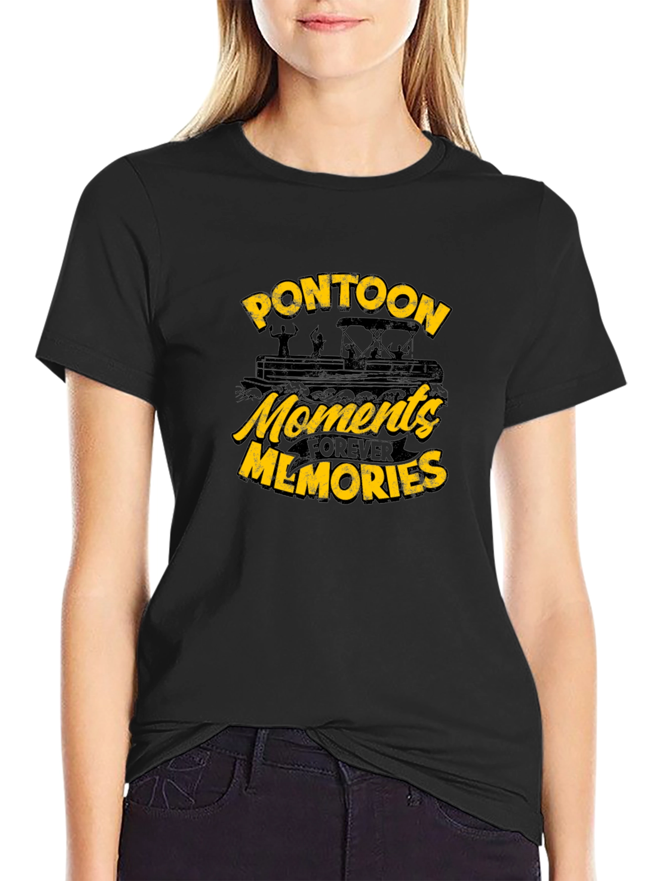 Pontoon Moments Forever Memories Black T-Shirt