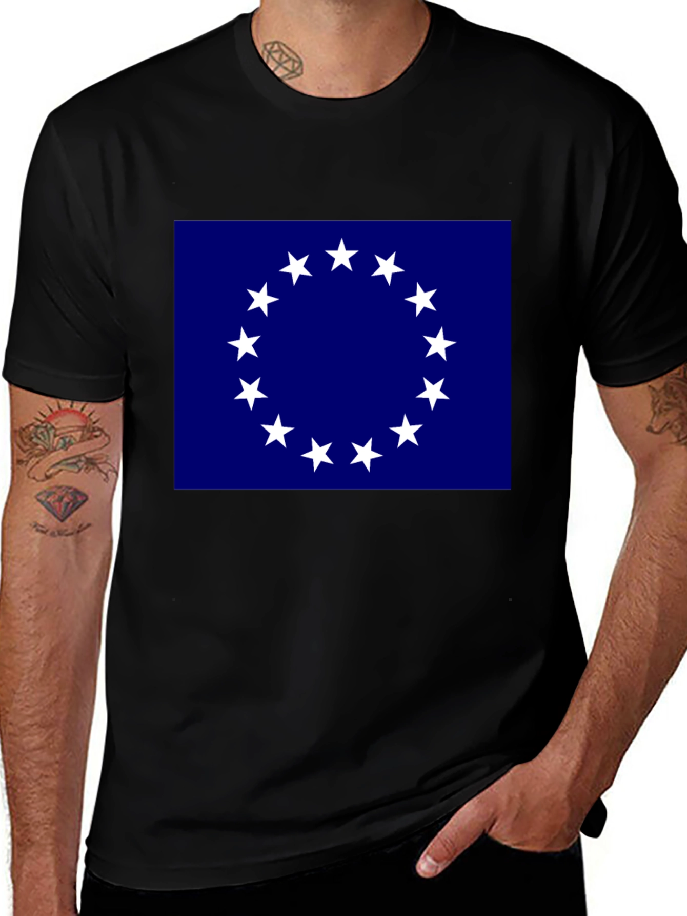 American Revolution 13 Stars Black T-Shirt