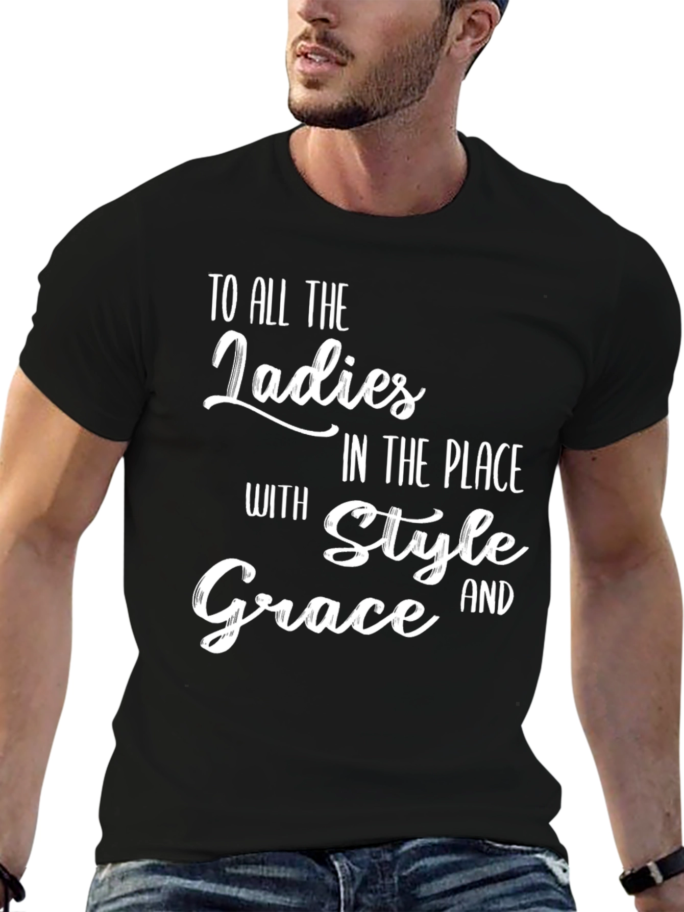 Stylish Ladies Style Grace Black Graphic Tee