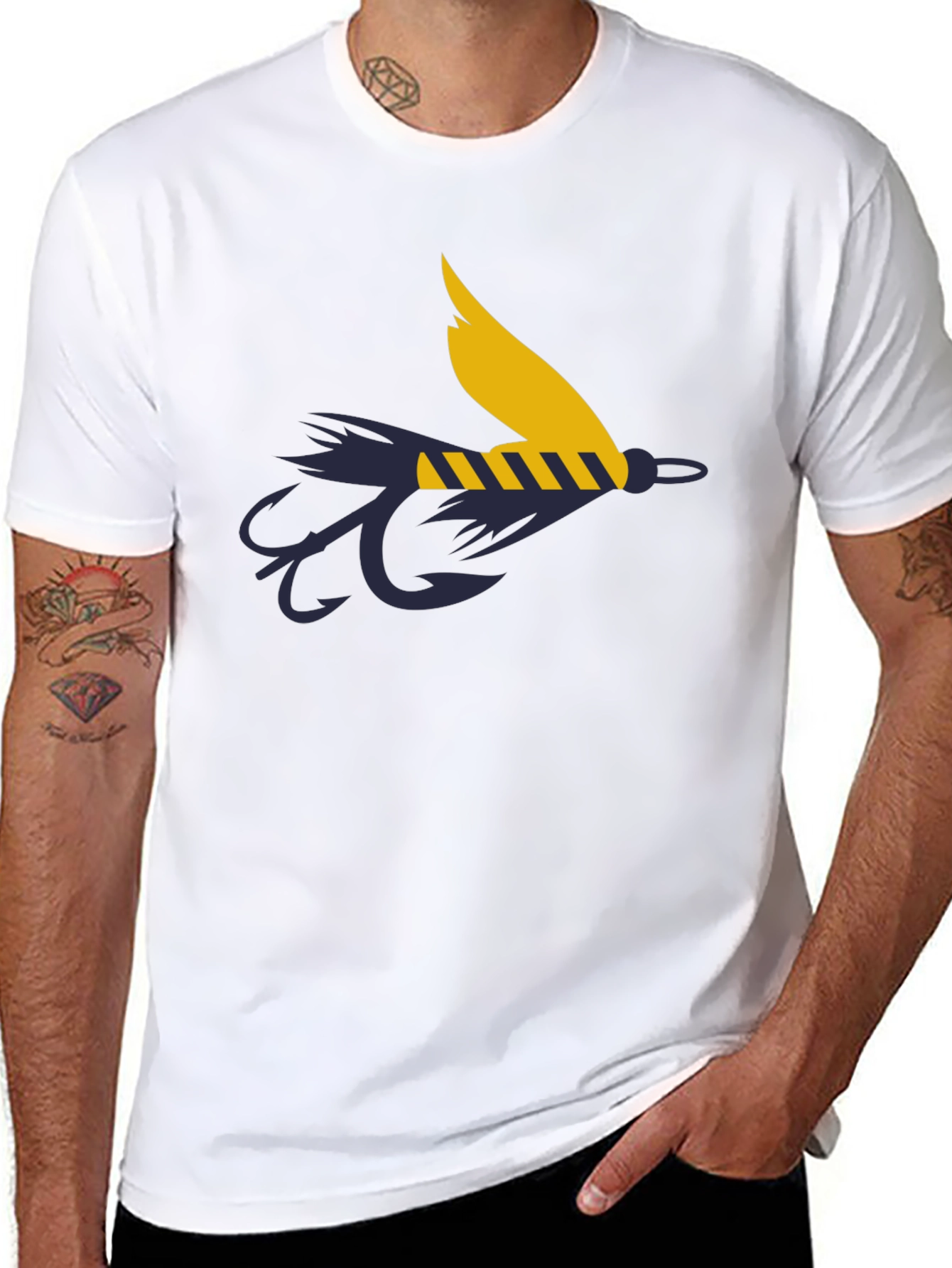 Fly Fishing Lure Graphic Tee - Anglers Black T-Shirt