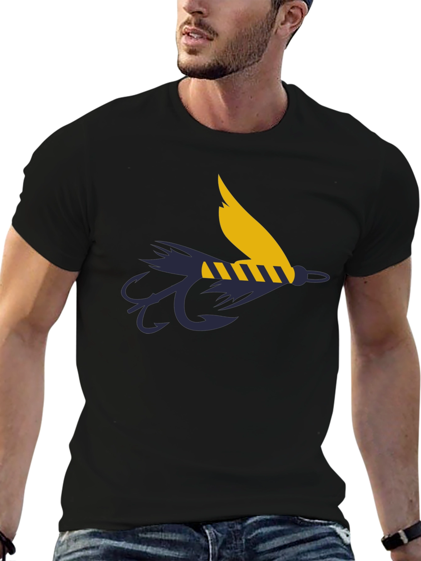 Fly Fishing Lure Graphic Tee - Anglers Black T-Shirt