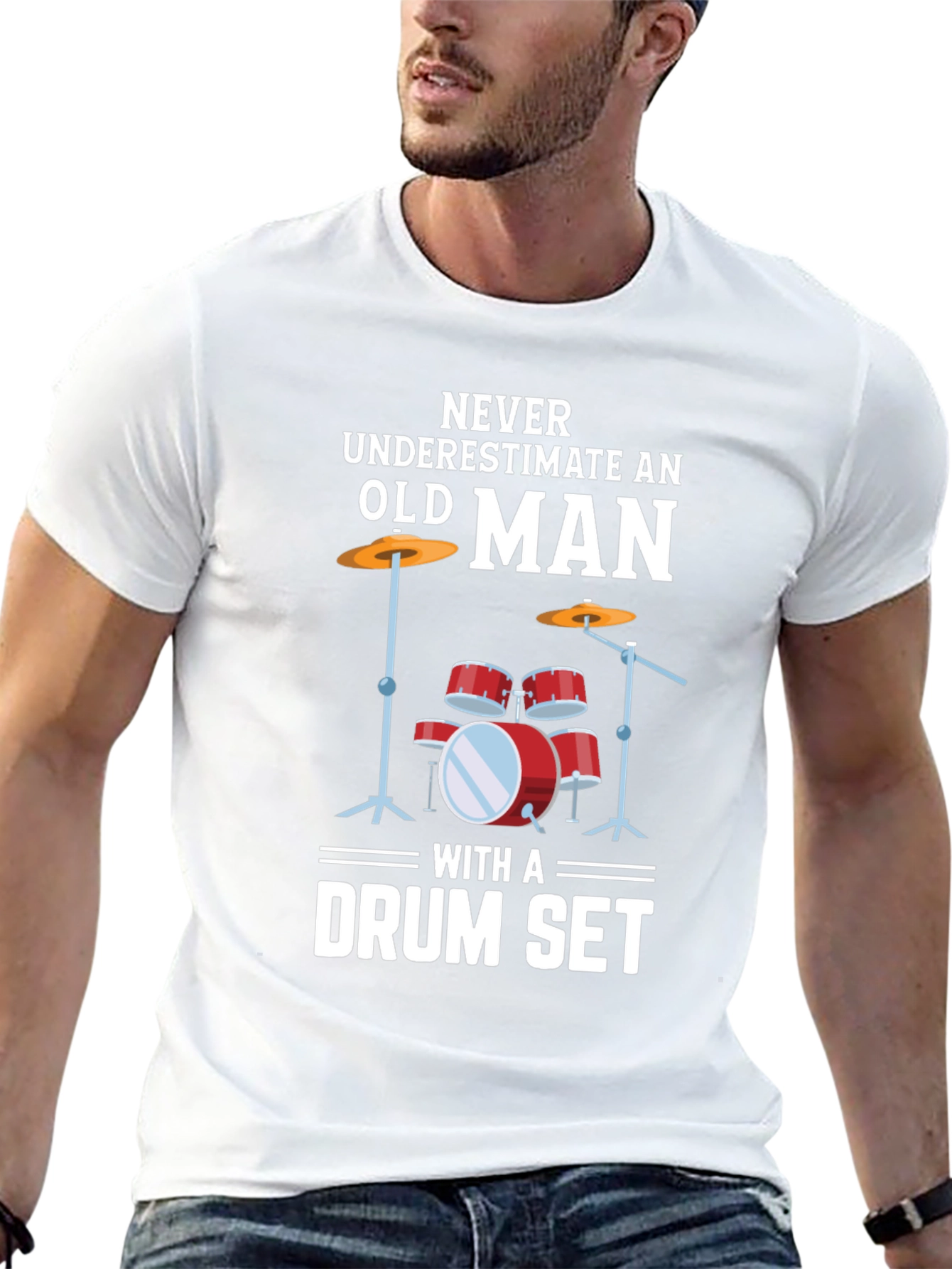 Never Underestimate Old Man Drummer T-Shirt