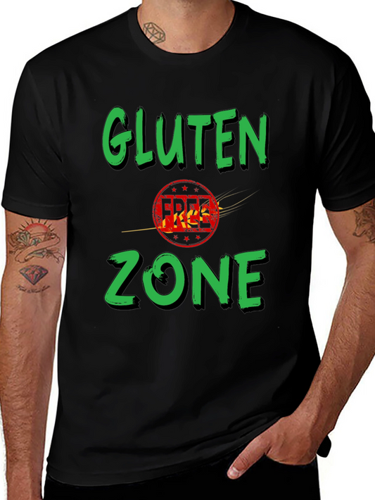 Gluten Zone Black Graphic Tee - Novelty T-Shirt