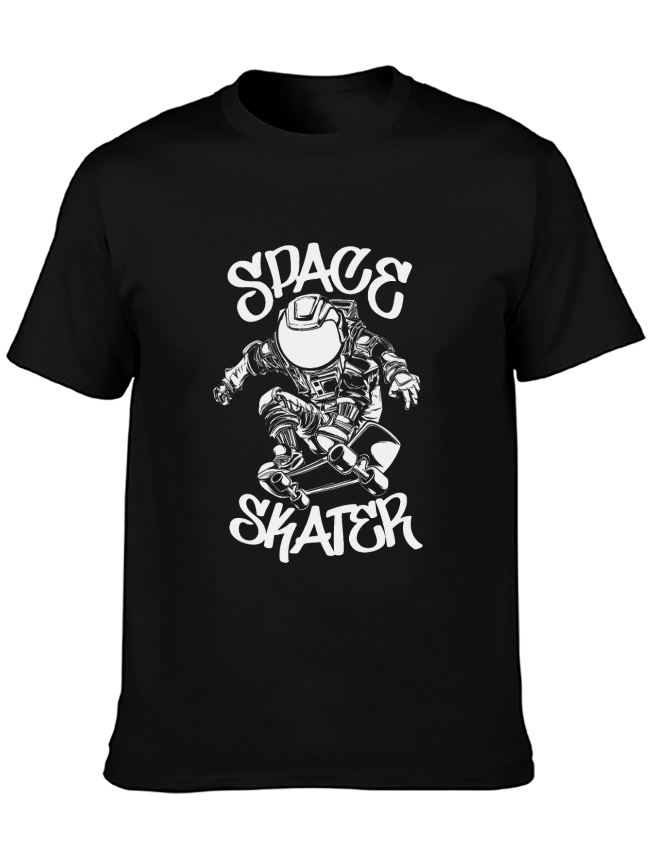 Space Skater Graphic Tee - Cool Black T-Shirt