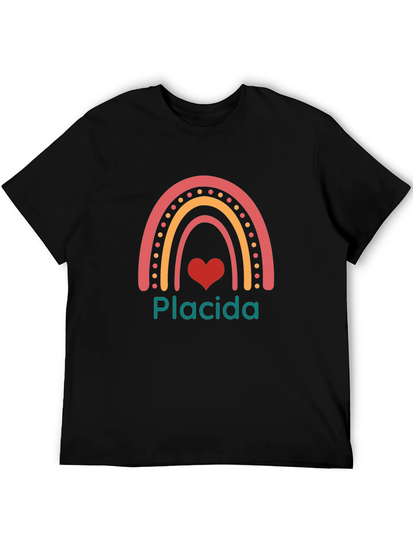 Placida Rainbow Heart Graphic Tee - Black
