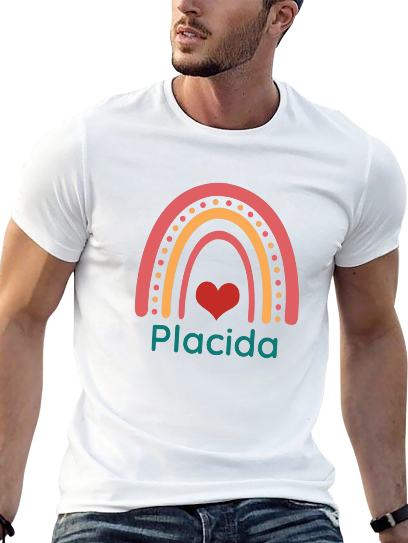 Placida Rainbow Heart Graphic Tee - Black