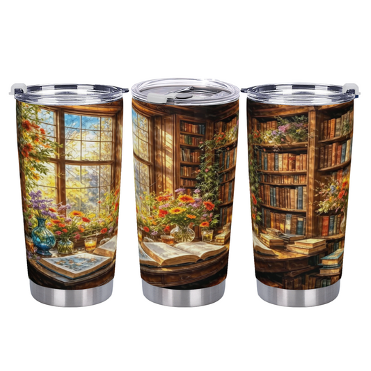 Vintage Sunlit Window Bouquet Book Warm Cottage Tumbler