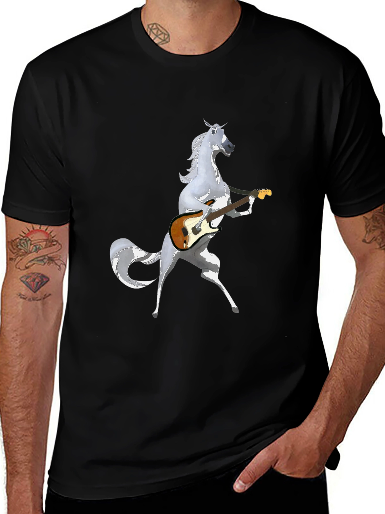 Horse Playing Guitar Graphic T-Shirt