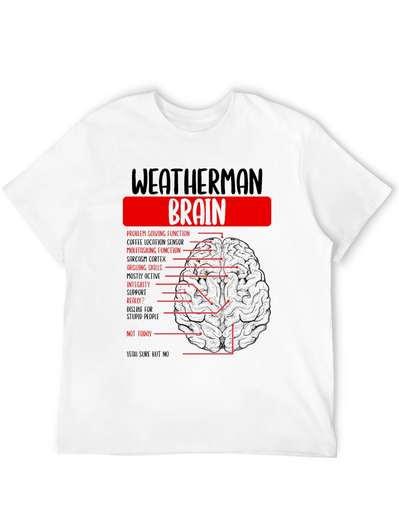 Weatherman Brain T-Shirt - Funny Weather Humor Tee