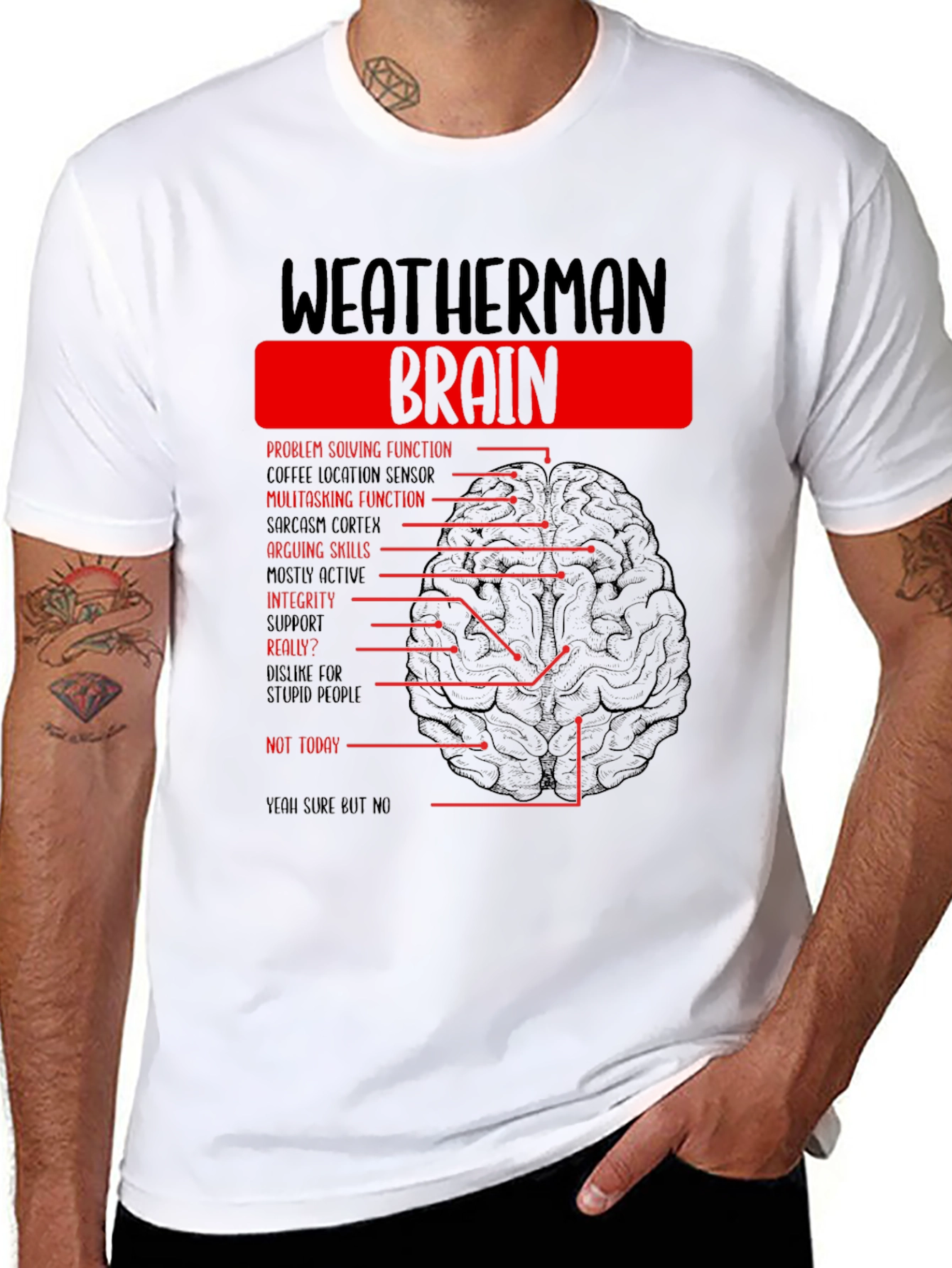 Weatherman Brain T-Shirt - Funny Weather Humor Tee