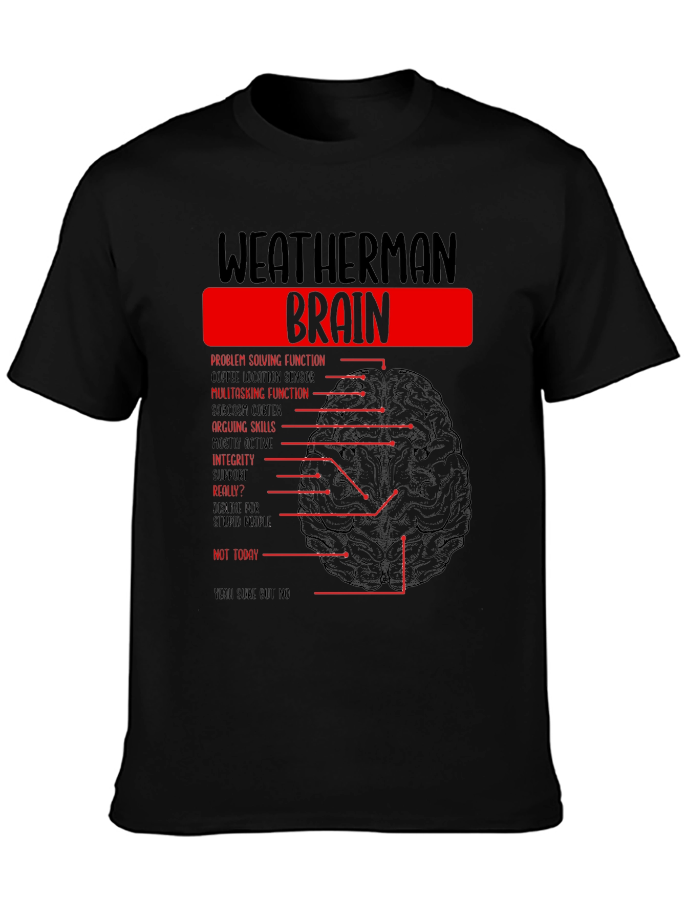 Weatherman Brain T-Shirt - Funny Weather Humor Tee