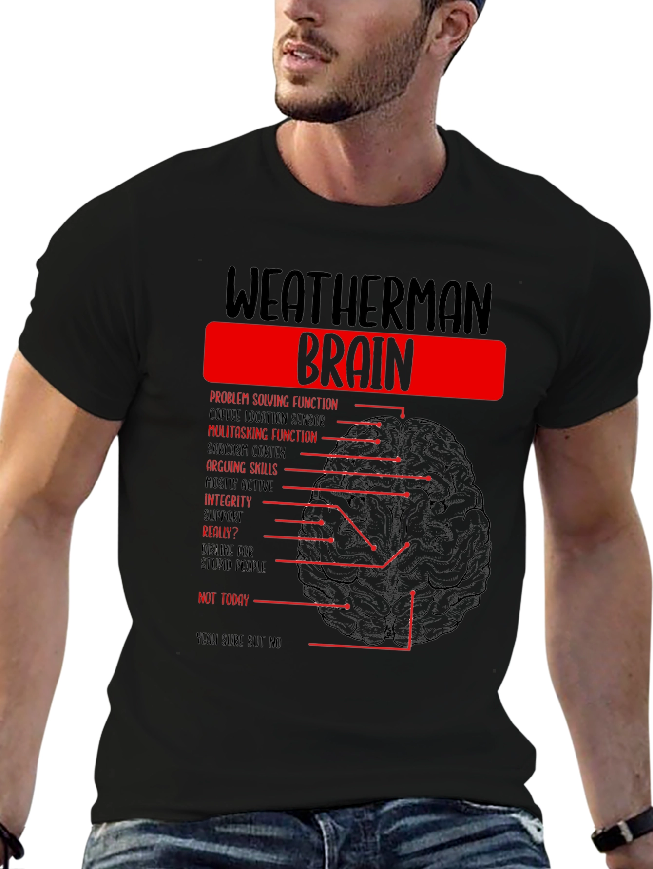 Weatherman Brain T-Shirt - Funny Weather Humor Tee
