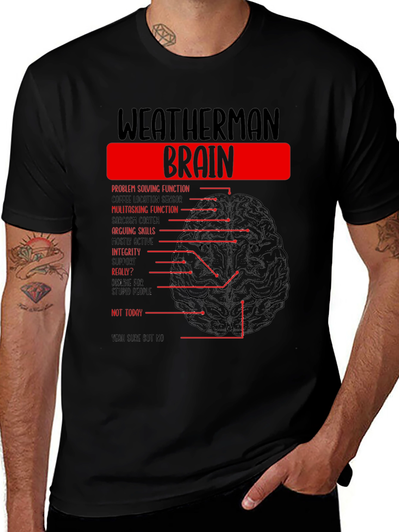 Weatherman Brain T-Shirt - Funny Weather Humor Tee