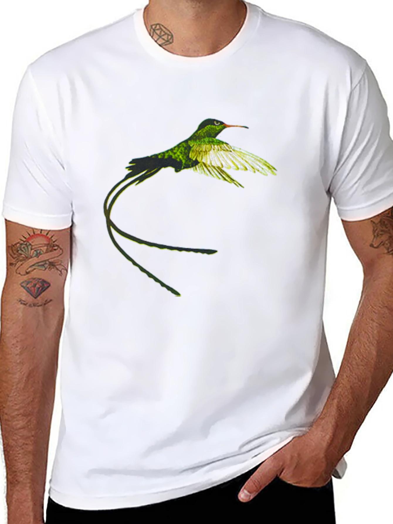 Hummingbird Graphic Tee - Nature Inspired Black T-Shirt