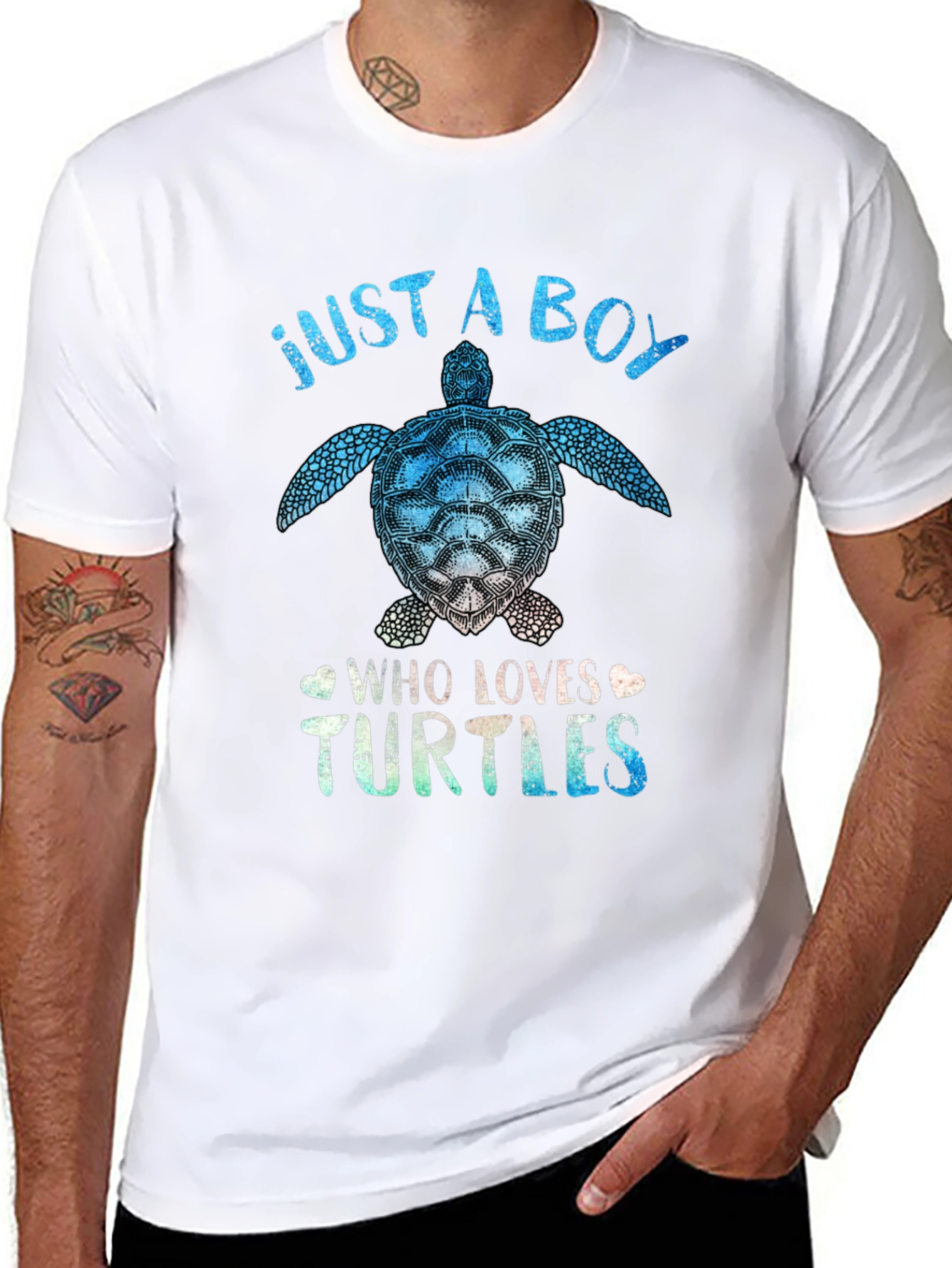 Just A Boy Who Loves Turtles Black Graphic Tee
