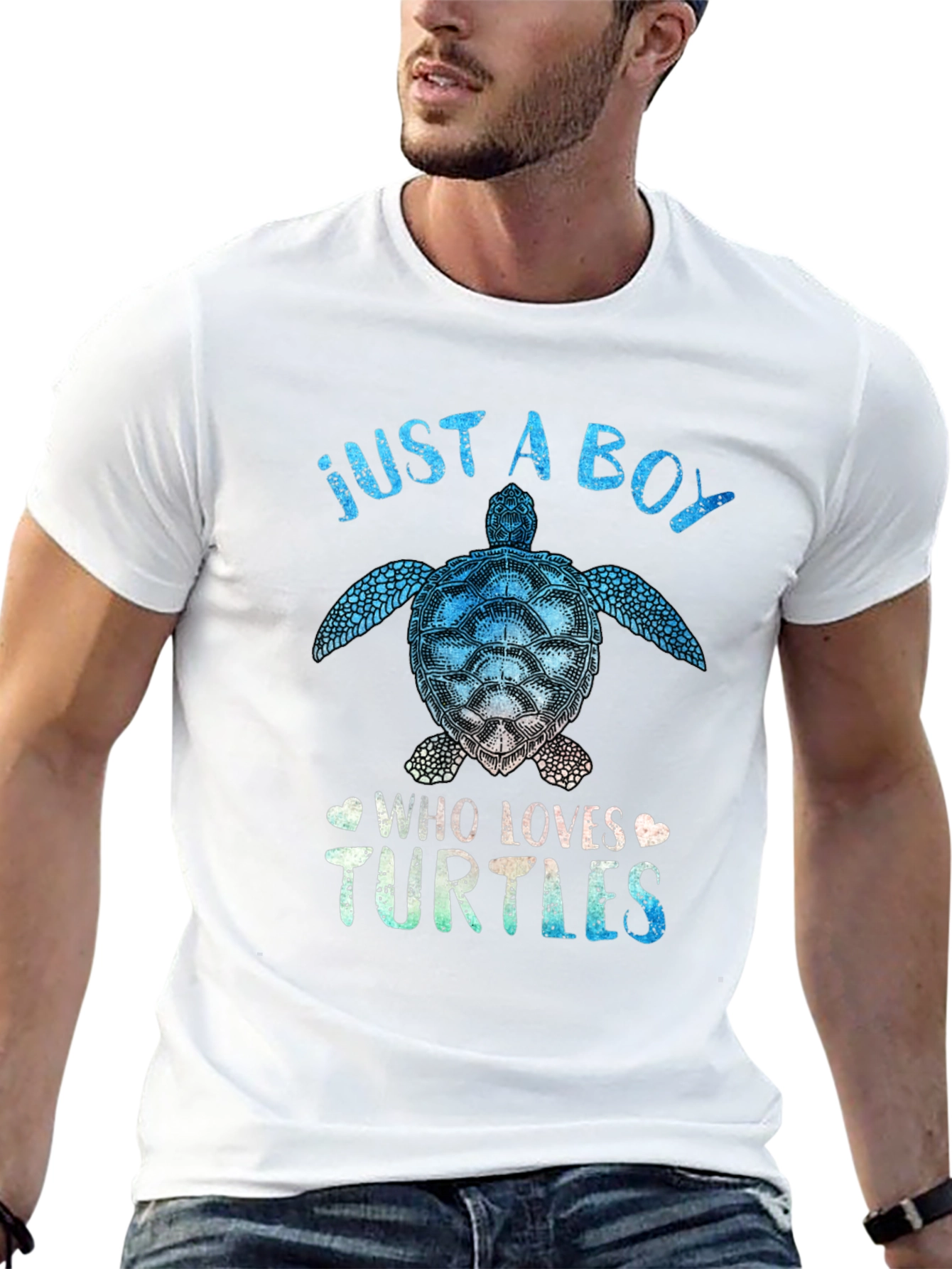 Just A Boy Who Loves Turtles Black Graphic Tee
