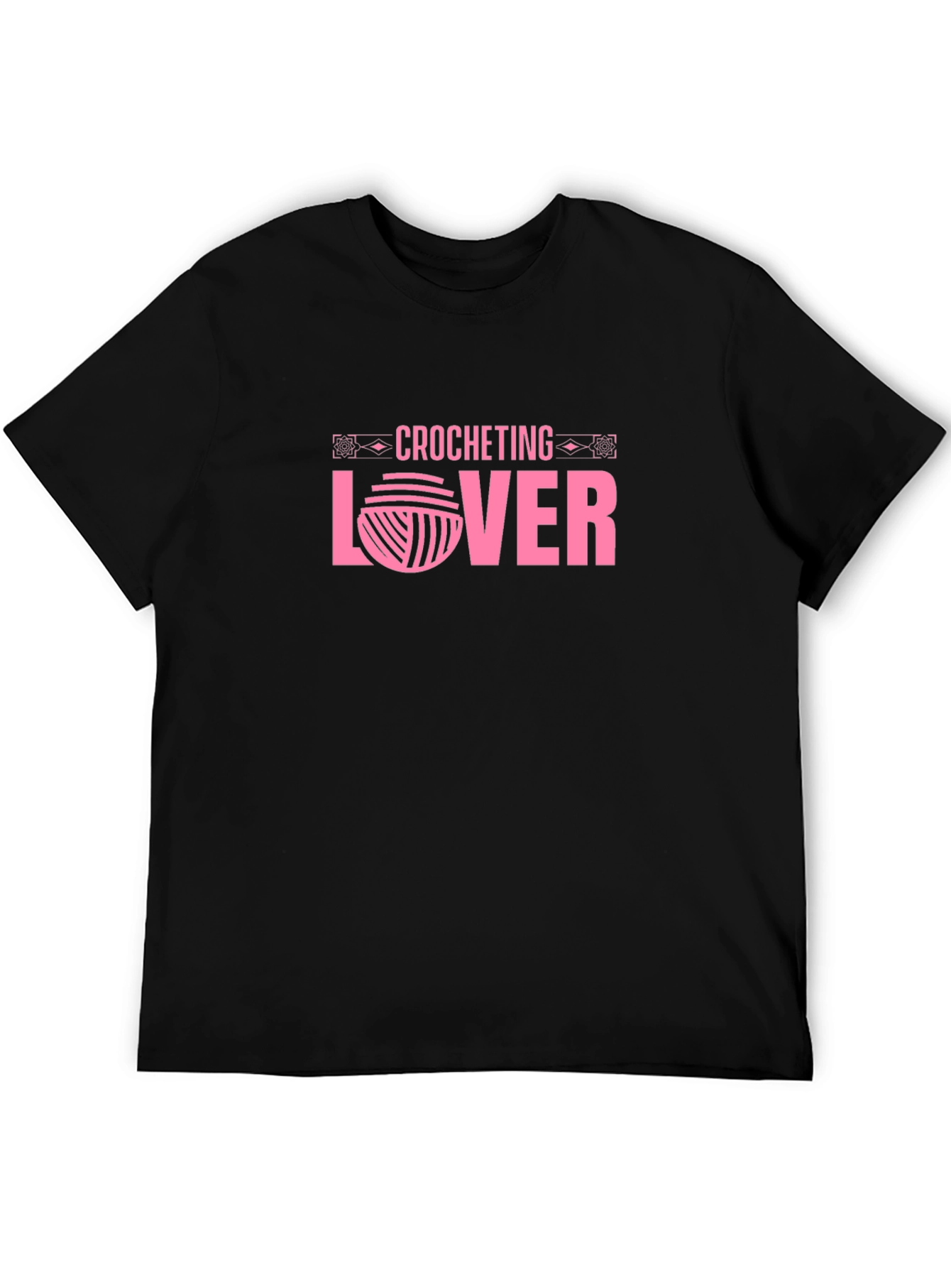 Crocheting Lover Graphic T-Shirt - Pink on Black