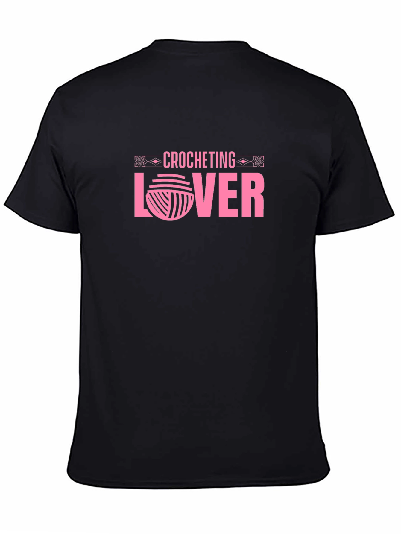 Crocheting Lover Graphic T-Shirt - Pink on Black