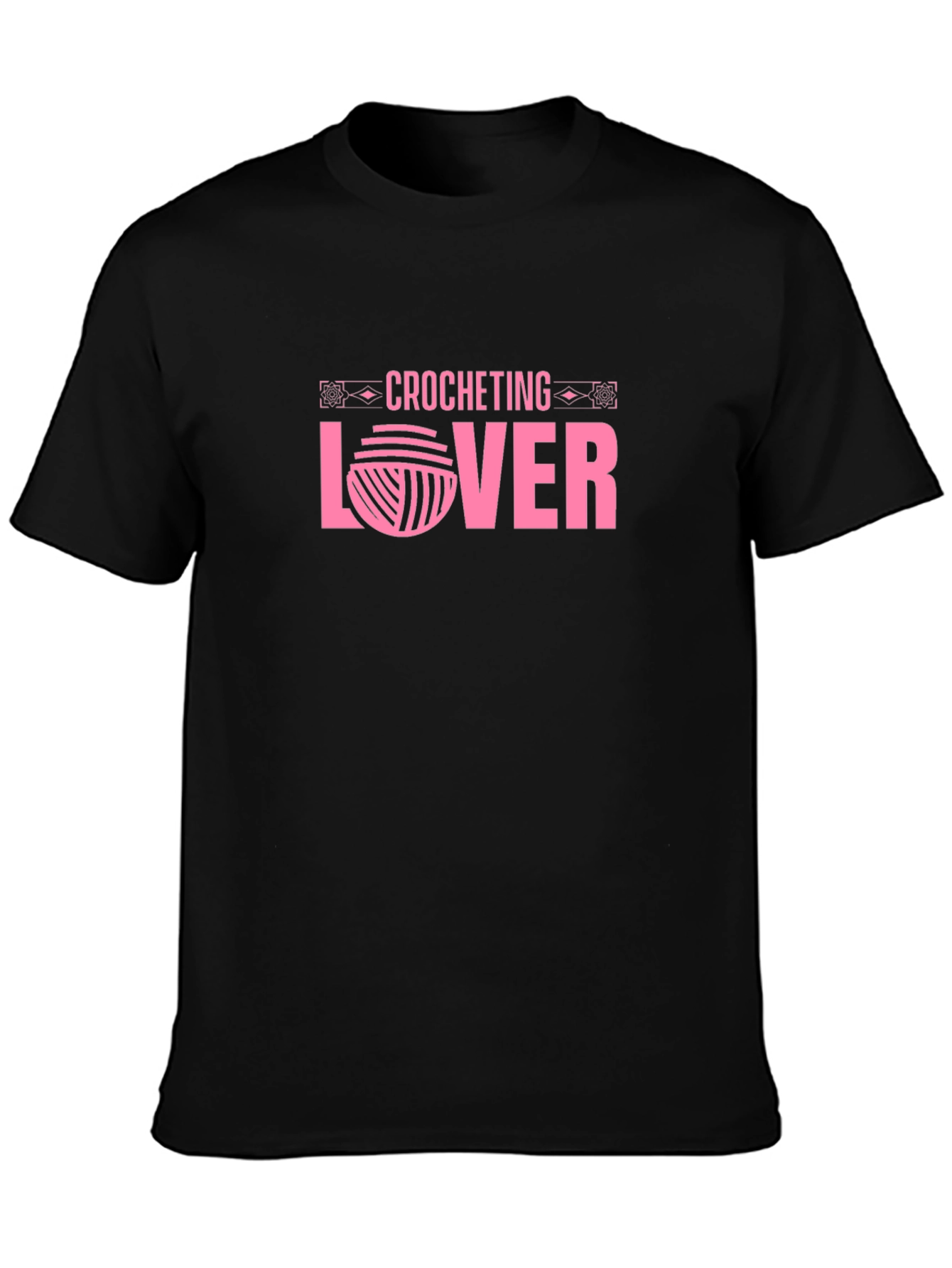 Crocheting Lover Graphic T-Shirt - Pink on Black