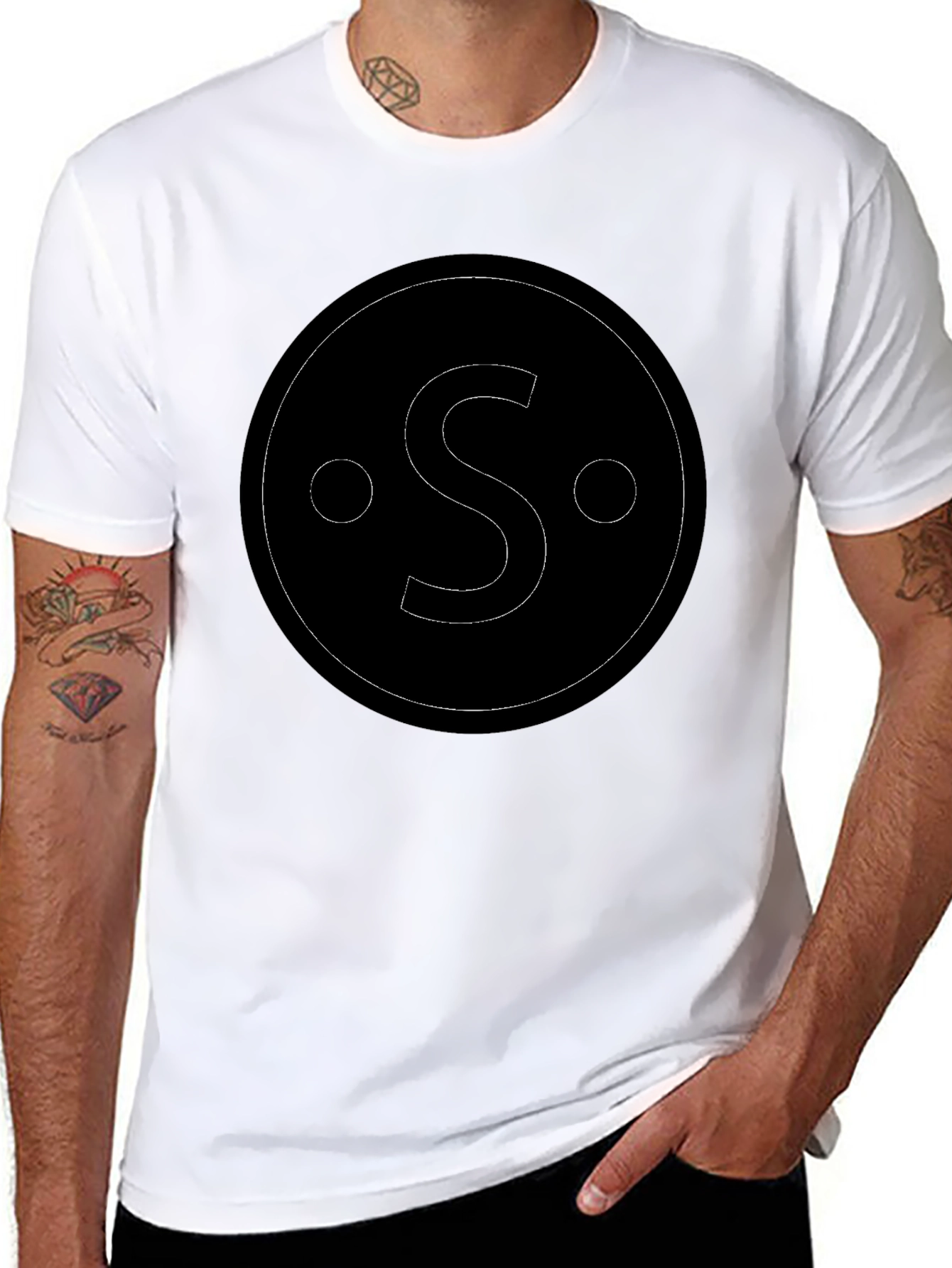 Minimalist S Circle Graphic Black T-Shirt
