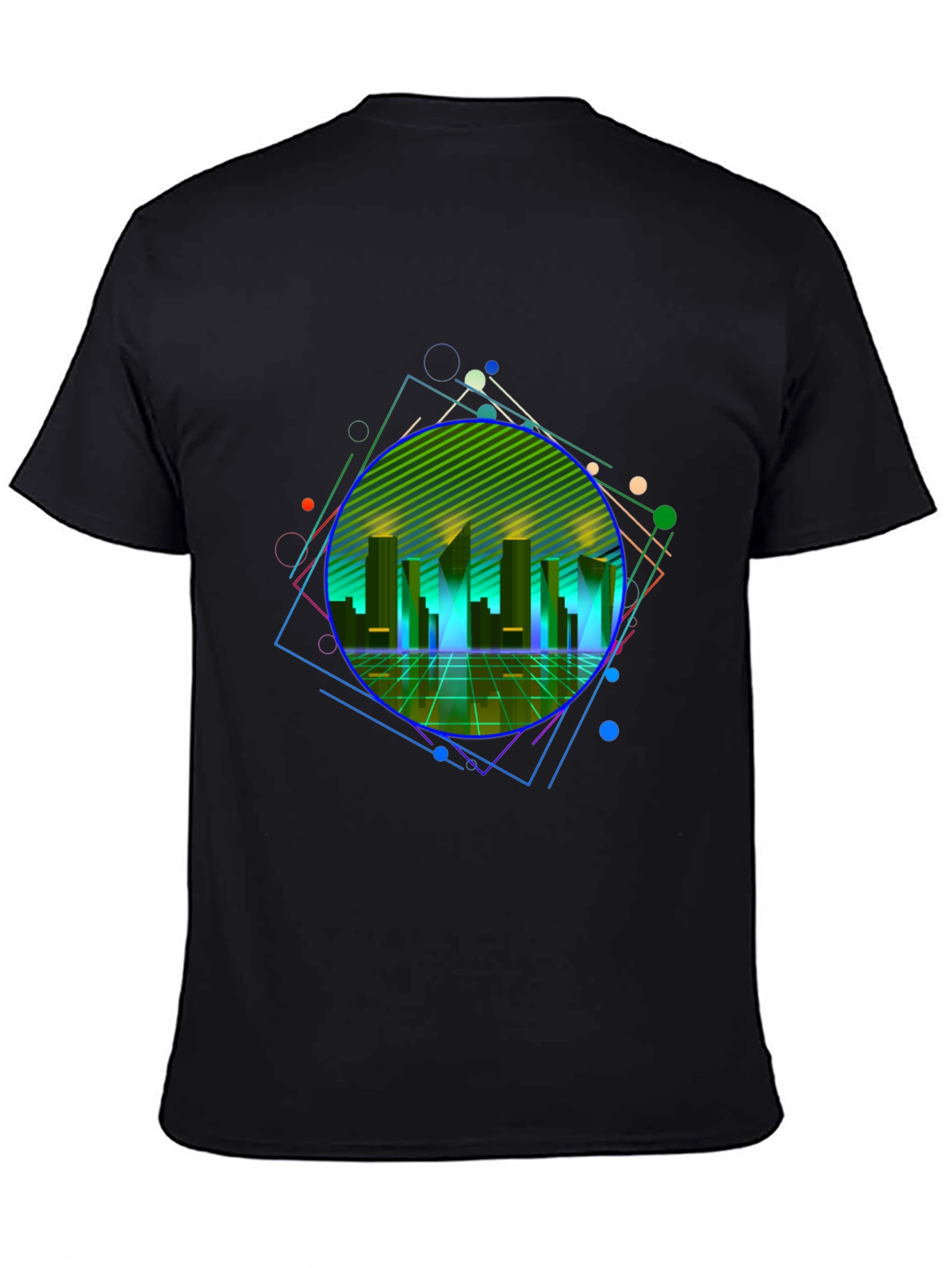 Retro Wave Cityscape Graphic Tee - Black