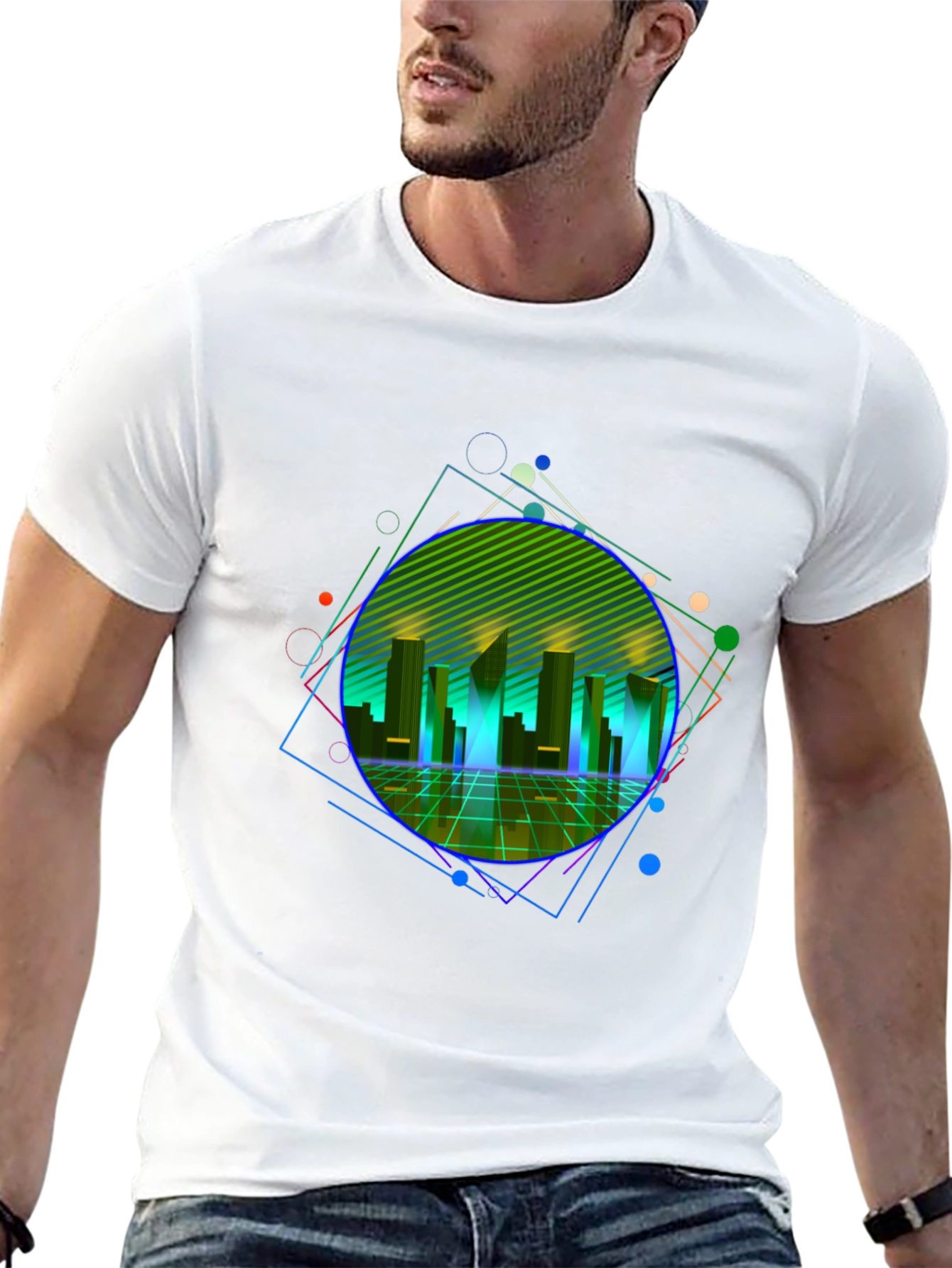Retro Wave Cityscape Graphic Tee - Black