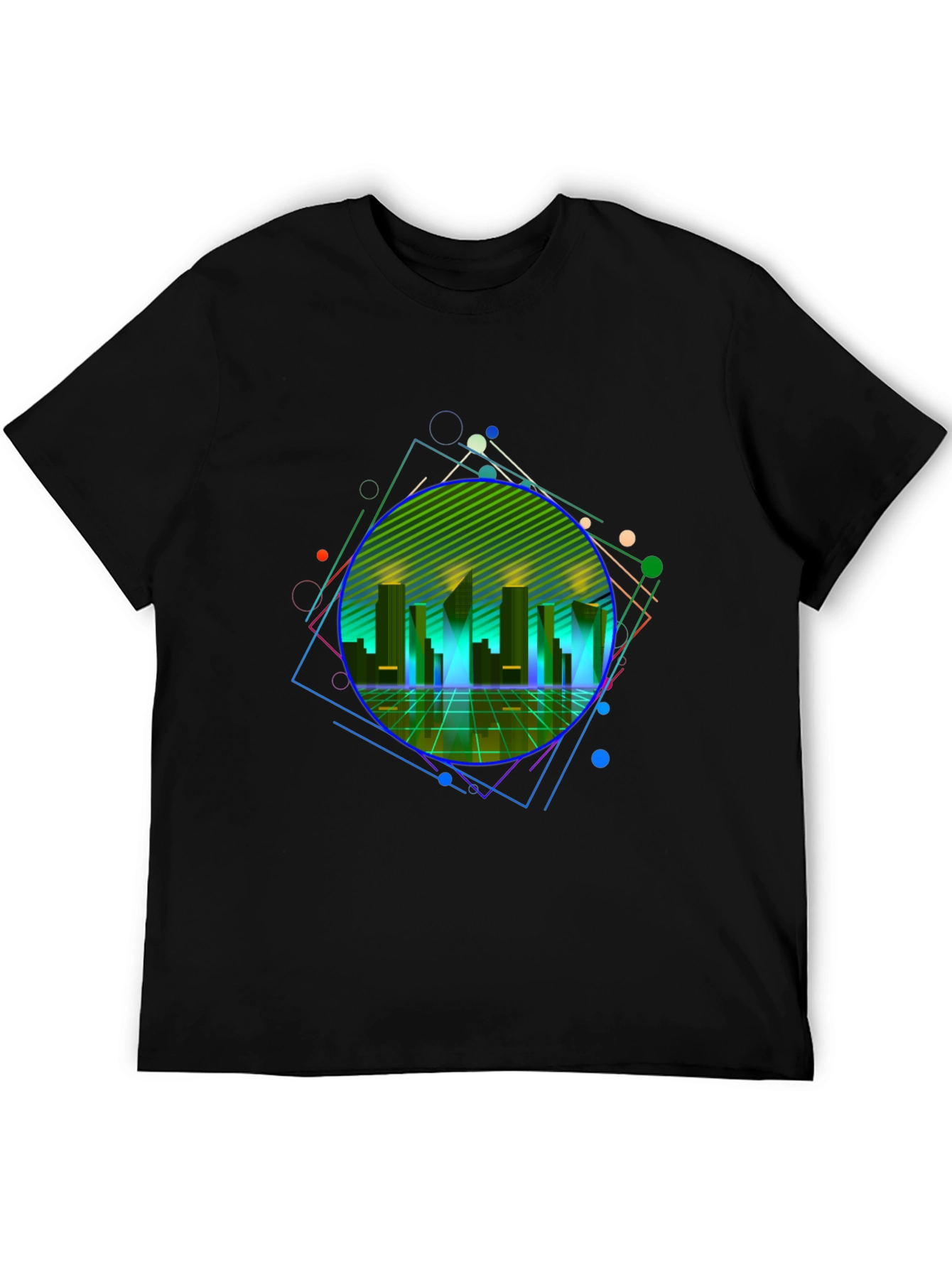 Retro Wave Cityscape Graphic Tee - Black