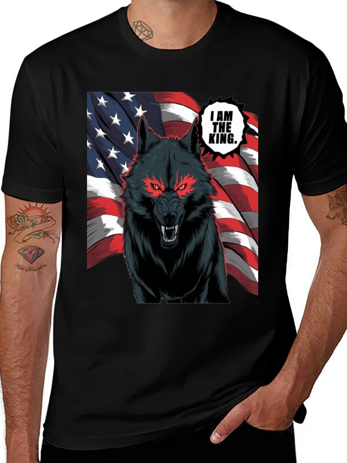 American Wolf King Graphic T-Shirt