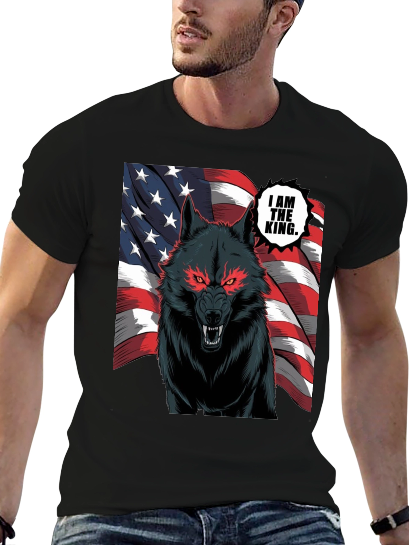American Wolf King Graphic T-Shirt