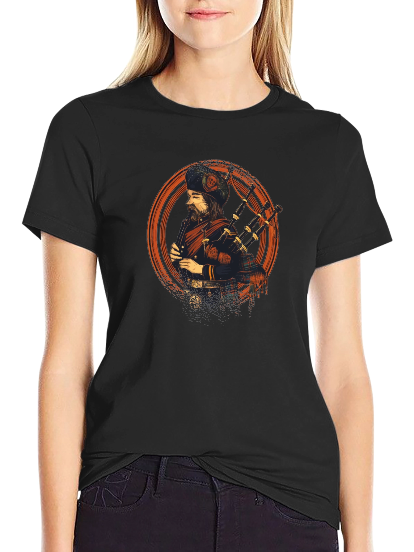 Scottish Bagpiper Graphic Tee - Cool Design T-Shirt