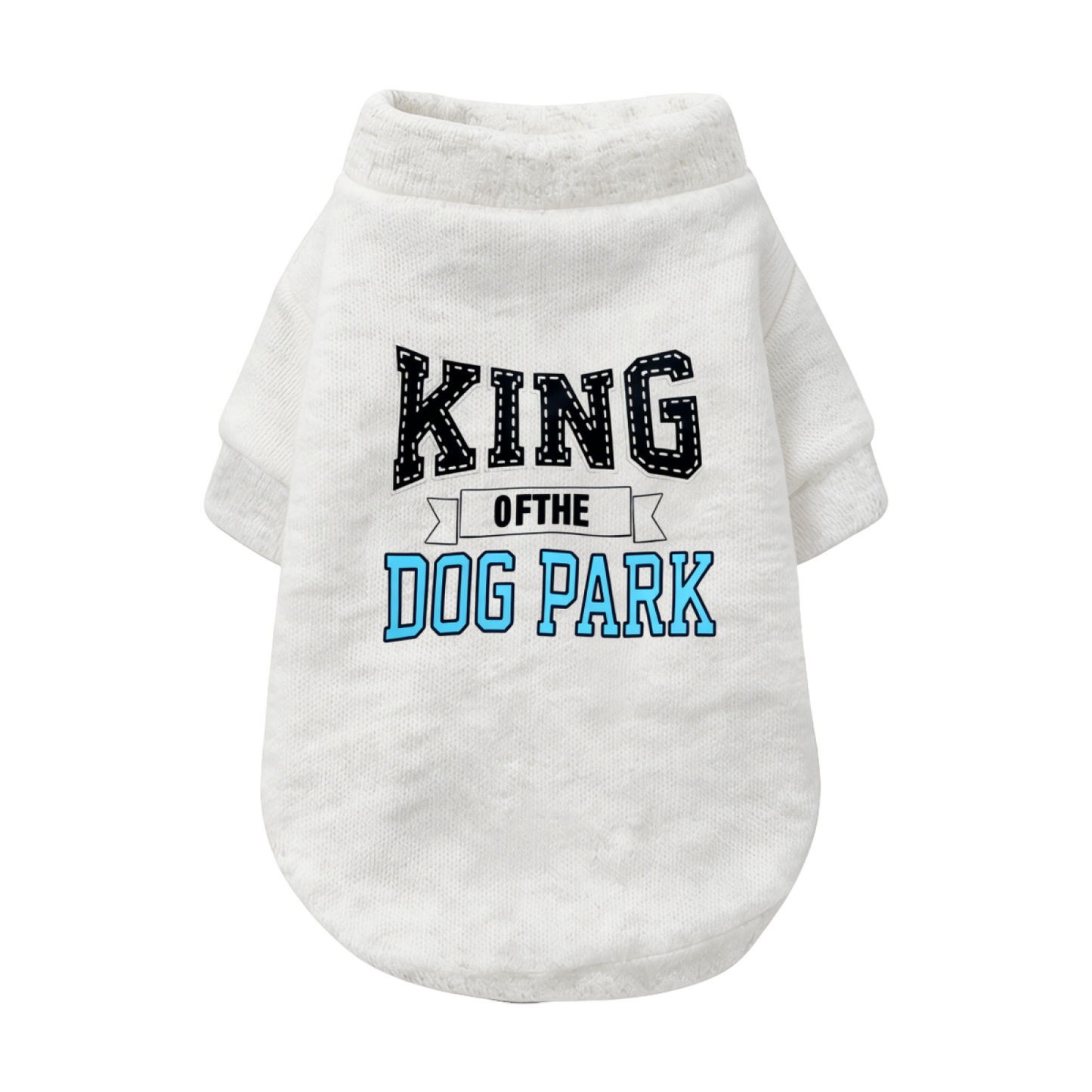 King Of The Dog Park Retro Letter White Puppy Warm Cardigan