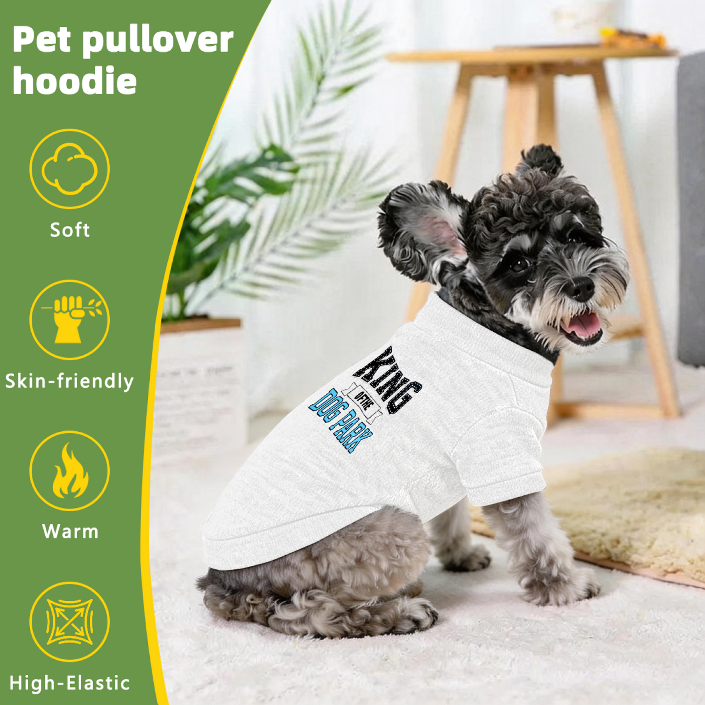 King Of The Dog Park Retro Letter White Puppy Warm Cardigan