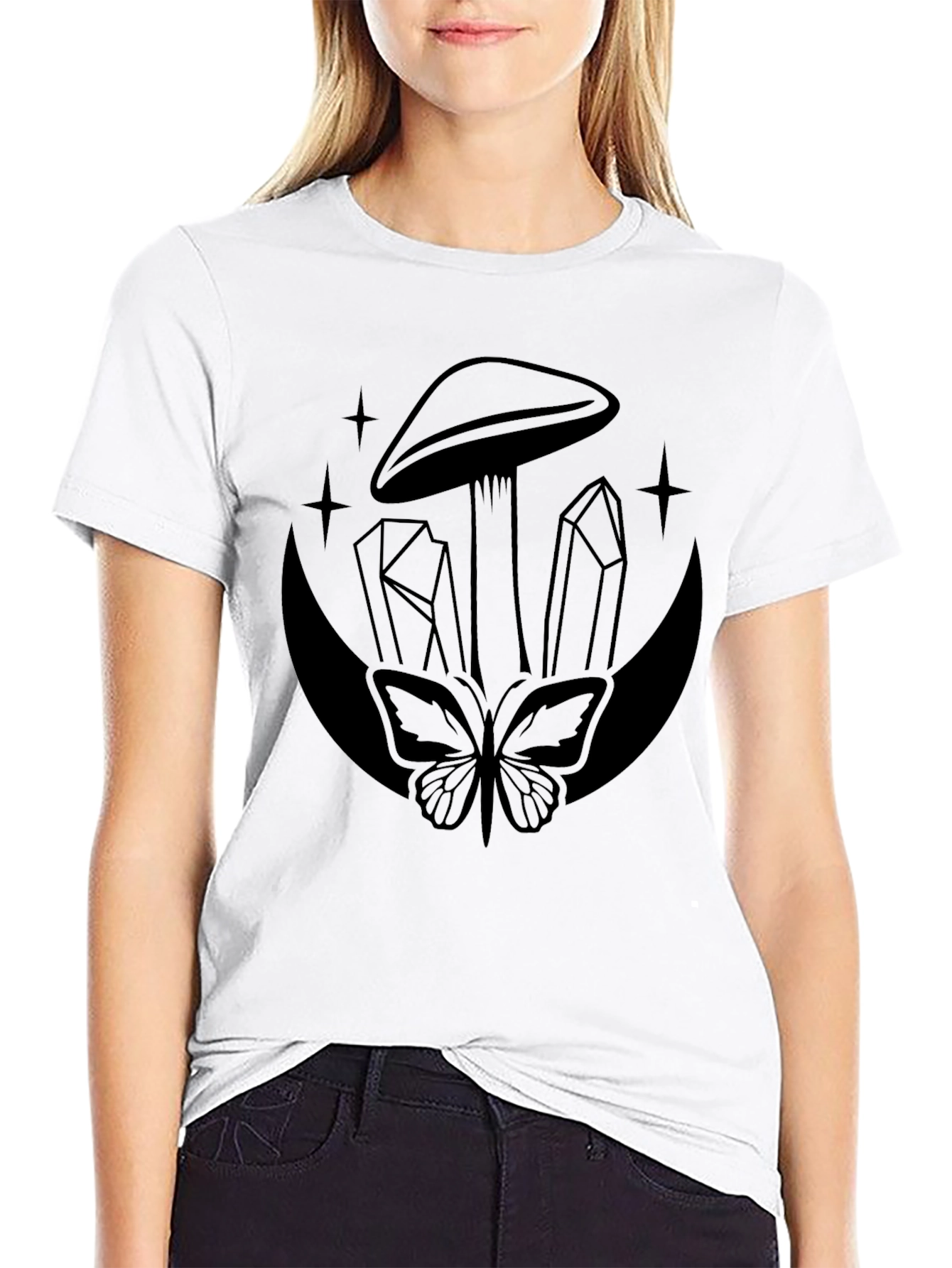 Mushroom Moon Graphic Tee - Mystical Style