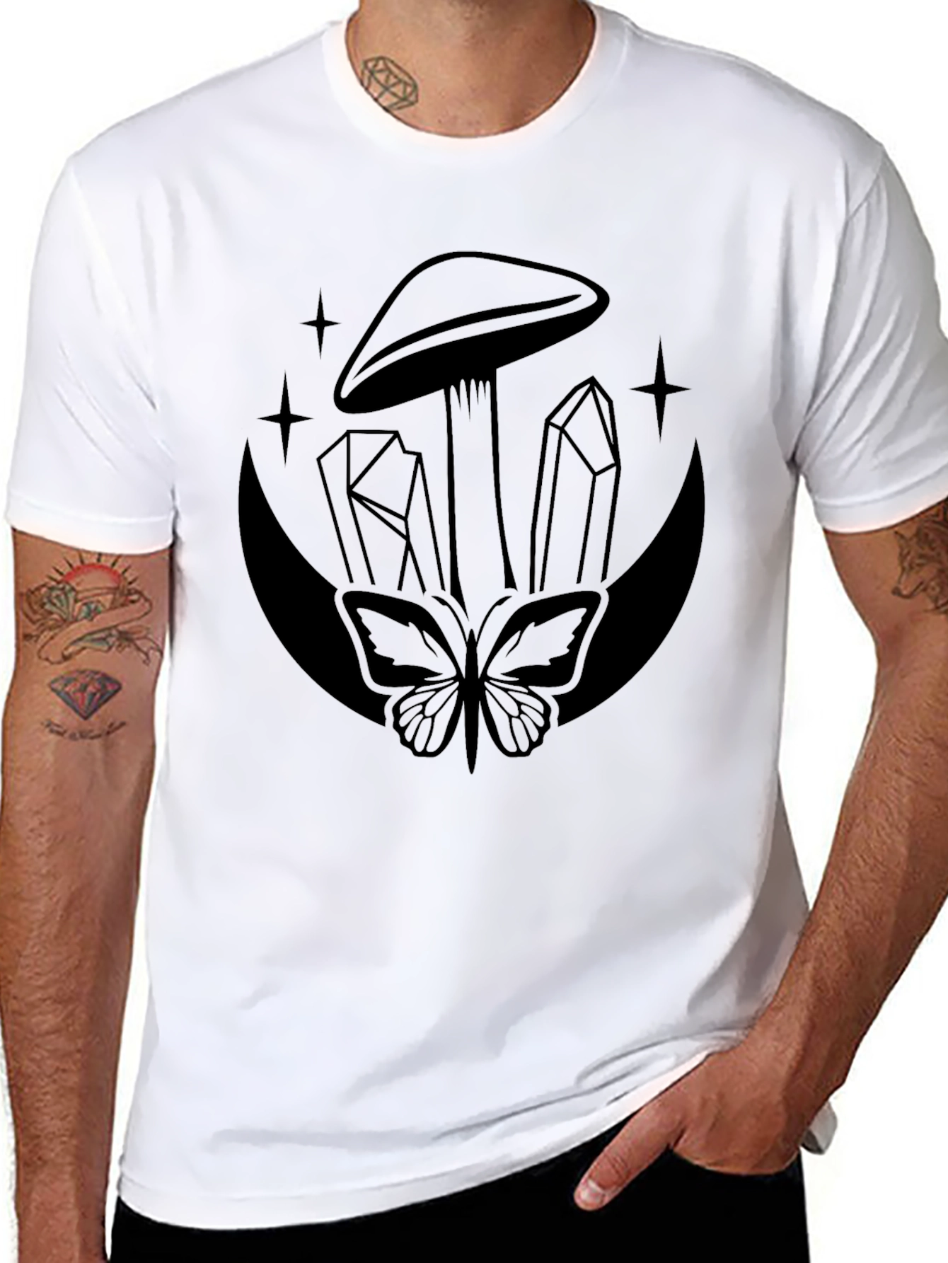 Mushroom Moon Graphic Tee - Mystical Style