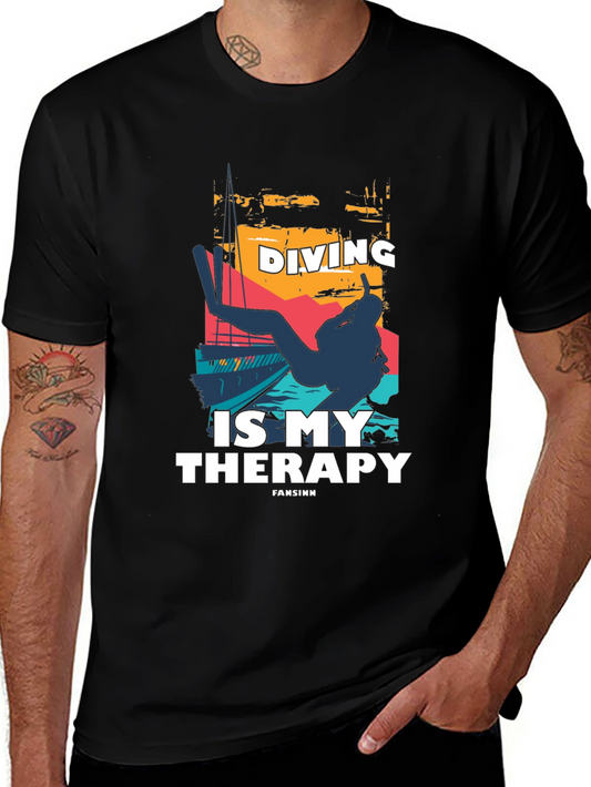 Diving is My Therapy Black T-Shirt