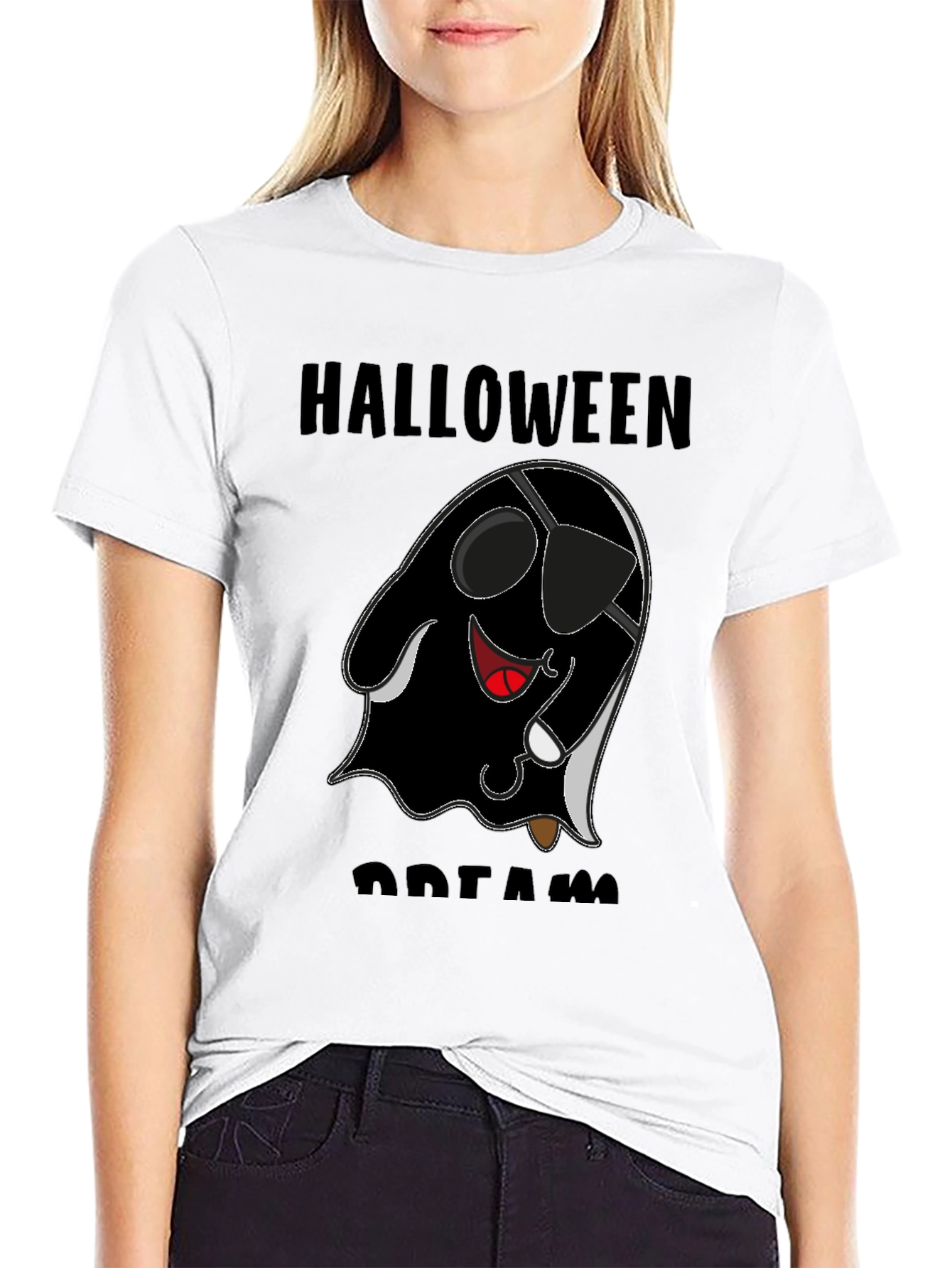 Halloween Pirate Ghost Graphic T-Shirt - Black