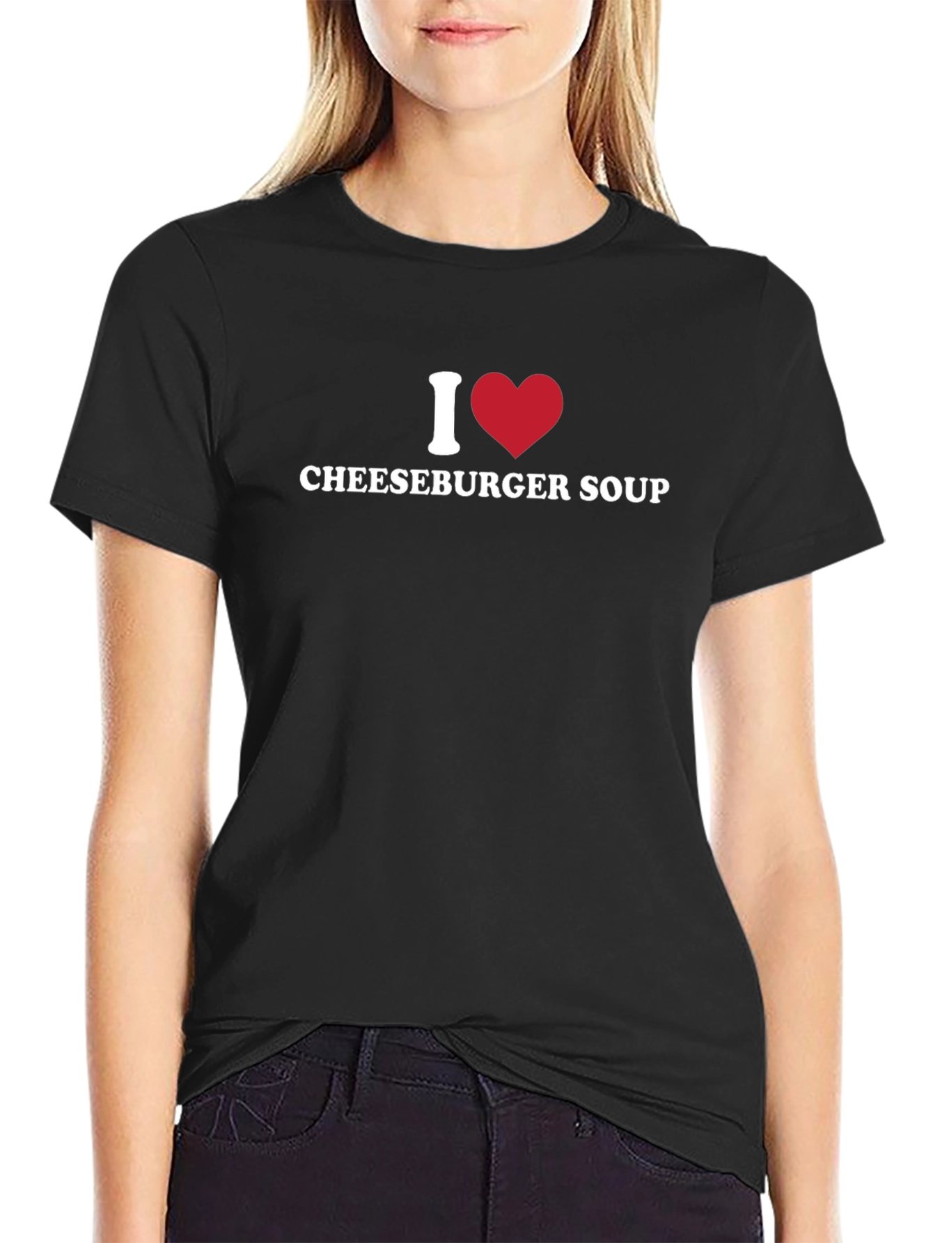 I Heart Cheeseburger Soup Black T-Shirt