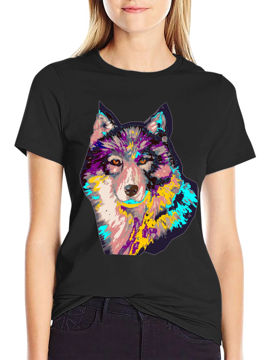 Wolf Graphic Print T-Shirt - Mens Black Tee